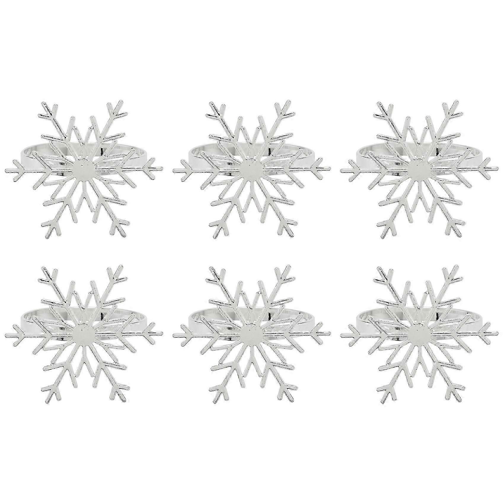 Snowflake Napkin Rings for Christmas Holiday Table Decoration(Silver)