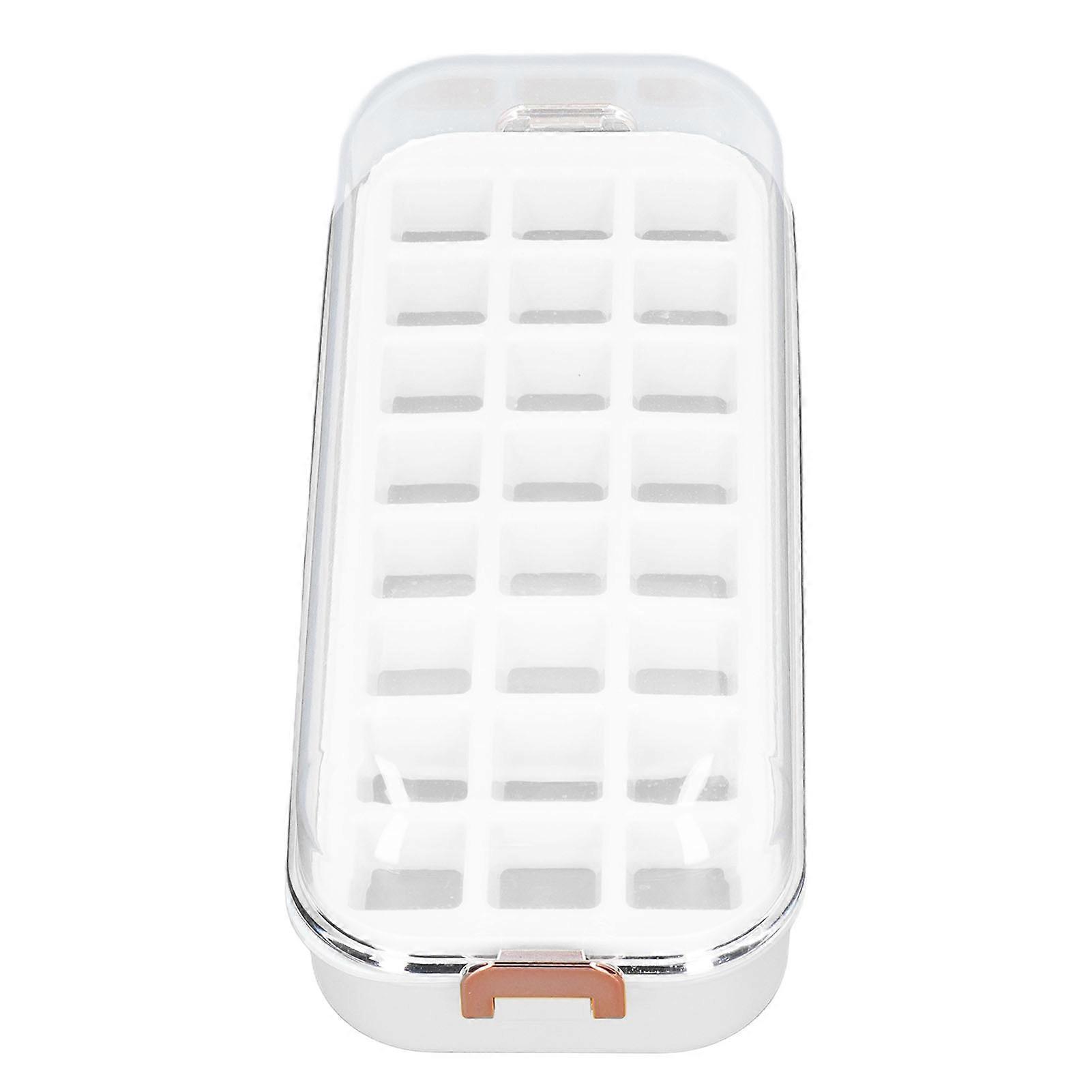 24-Grid White Silicone Ice Cube Tray with Bin, 465g Easy Release