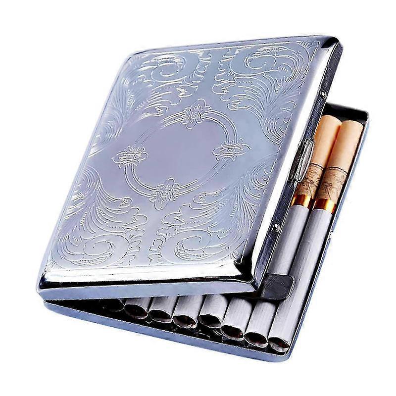 Silver Metal Cigarette Case for Men  20 Capacity Compact Holder