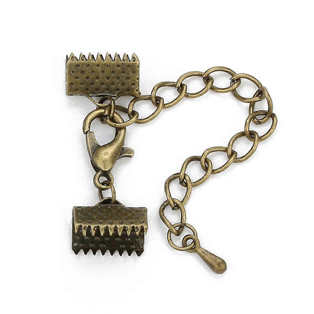Textured Crimp End Clamps for DIY Charm Buckle 10Pcs Plated Ribbon Ends