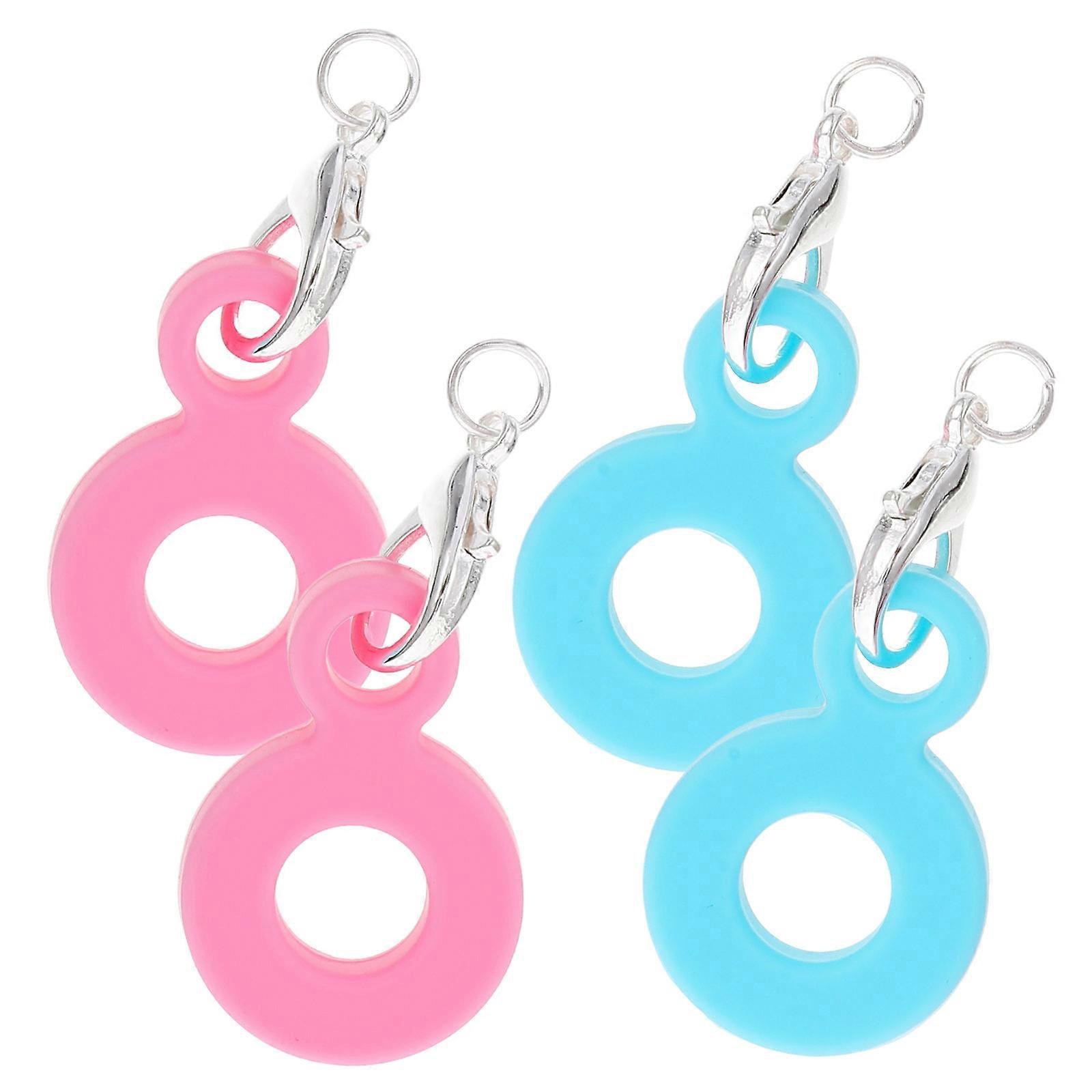 Silicone Straw Pendant Charms for Decoration 4Pcs Assorted Color Reusable Set