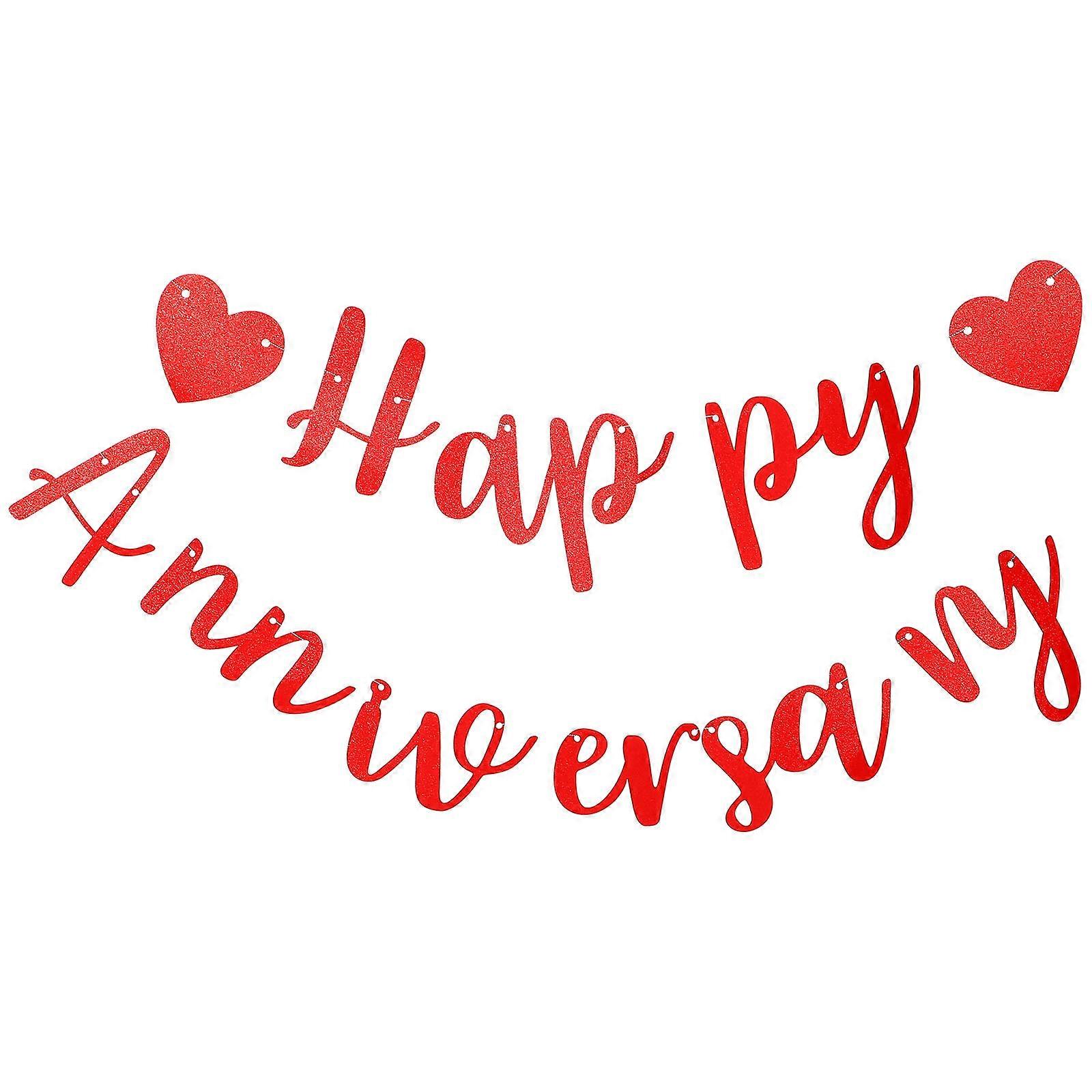 Red Glitter Party Banner for Happy Anniversary Decorations 1 String