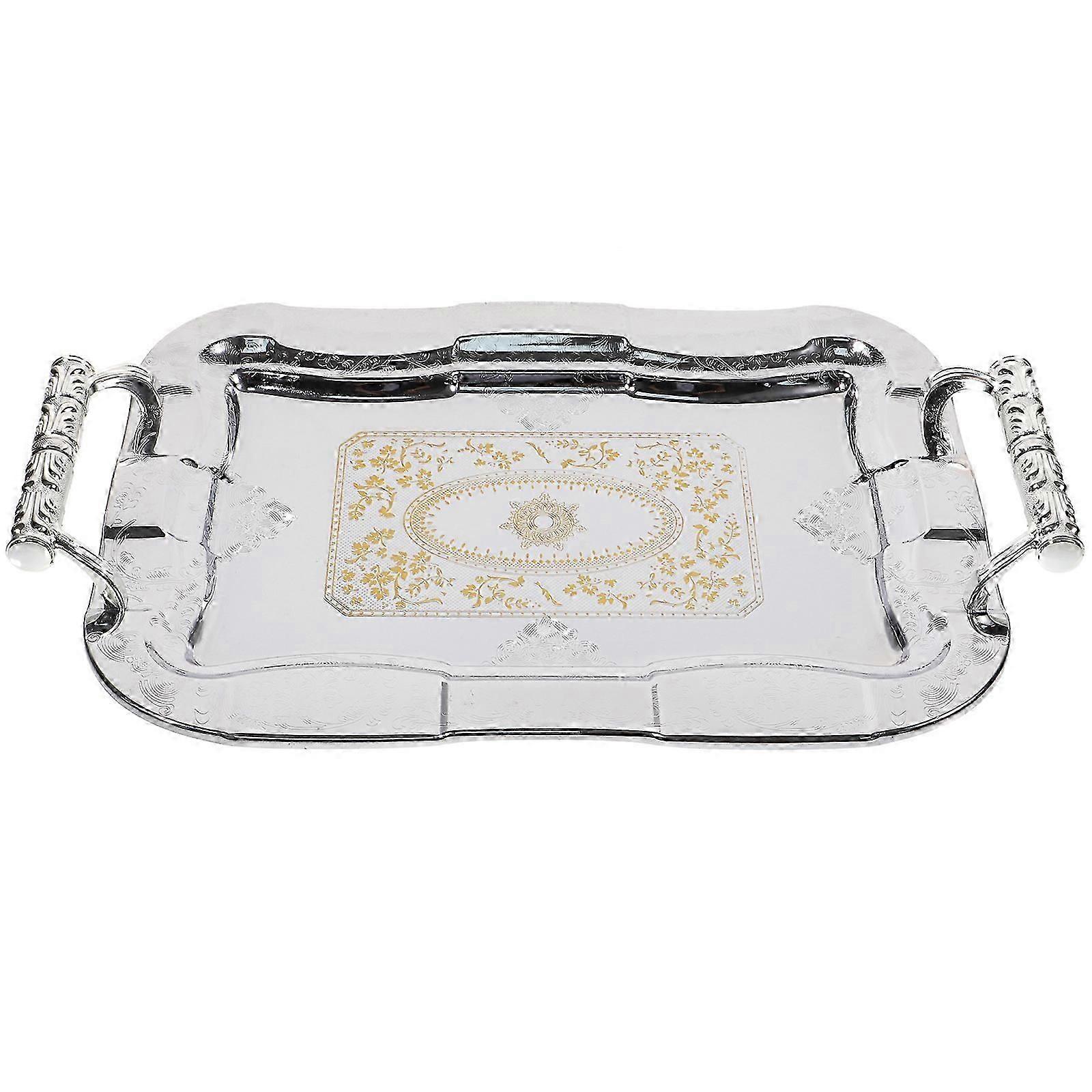 Edelstahl-Serviertablett Elegantes Serviertablett Getränketablett Obstschale Cafeteria-Tablett Essens-Serviertablett