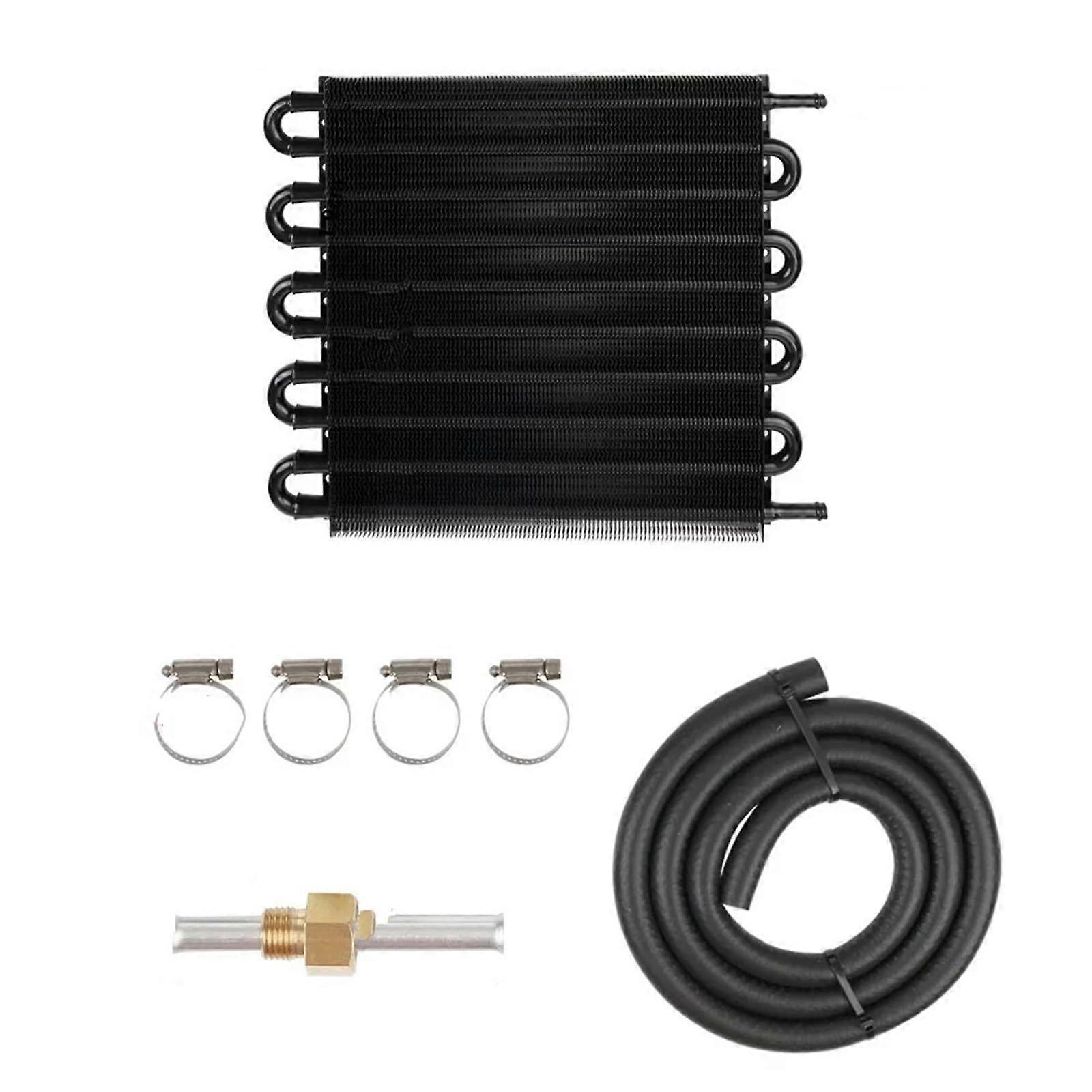 Radiator Reservoir Tank Aluminum Remote Transmission Oil Cooler 10 Row 8 Row 6 Row 4 Row 2 Row Black Auto-Manual Kit