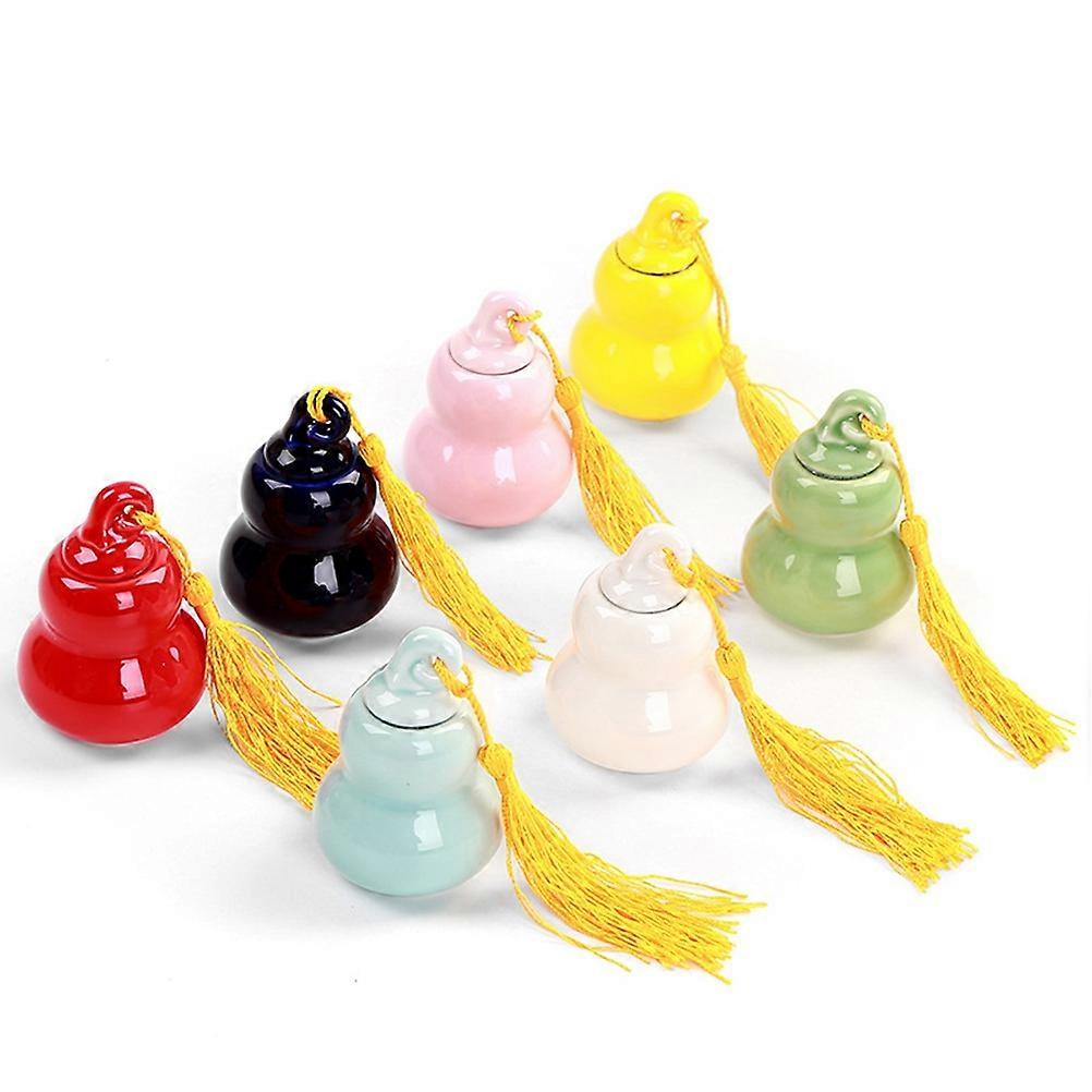 Mini Ceramic Tea Jar for Storage Pink Gourd Shape Bottle