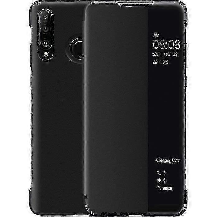 غطاء هواوي P30 لايت ، حقيبة فليب جلدية من سمارت فيو ، [وضع توفير الطاقة] [حماية كاملة] (P30Lite ، Bla