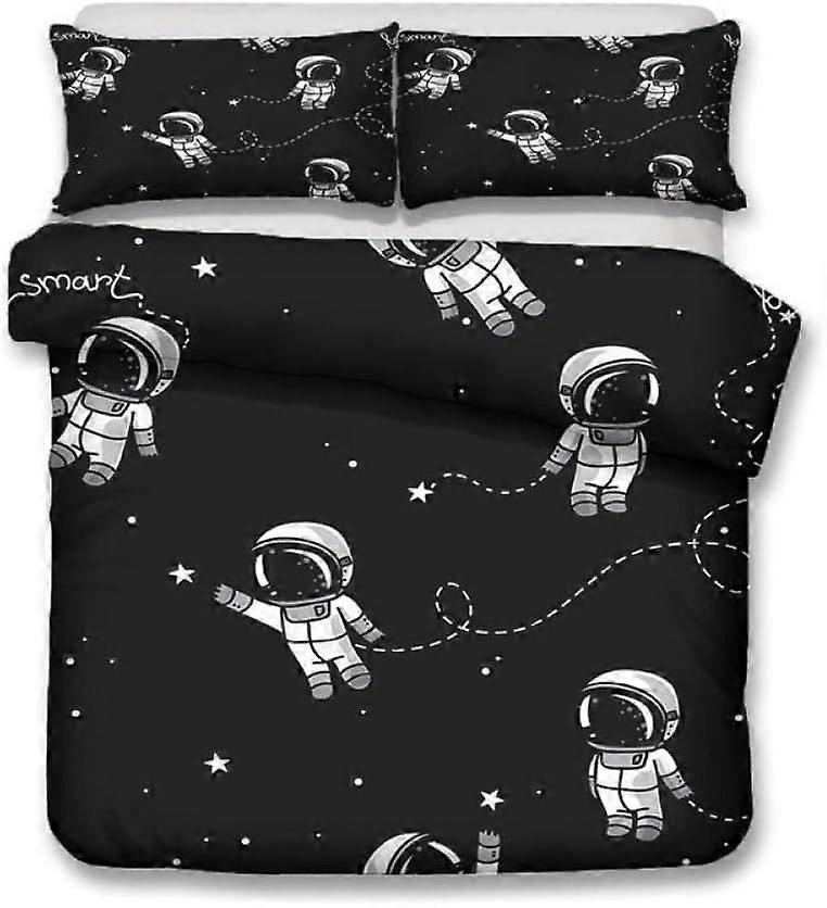 t655 3D Printed Duvet Cover Single Cartoon Cosmic Astronaut 3 Pcs Bedding Set With Zipper Closure + 2 Pillowcases Ultra Soft Hypoallergenic Microfibe