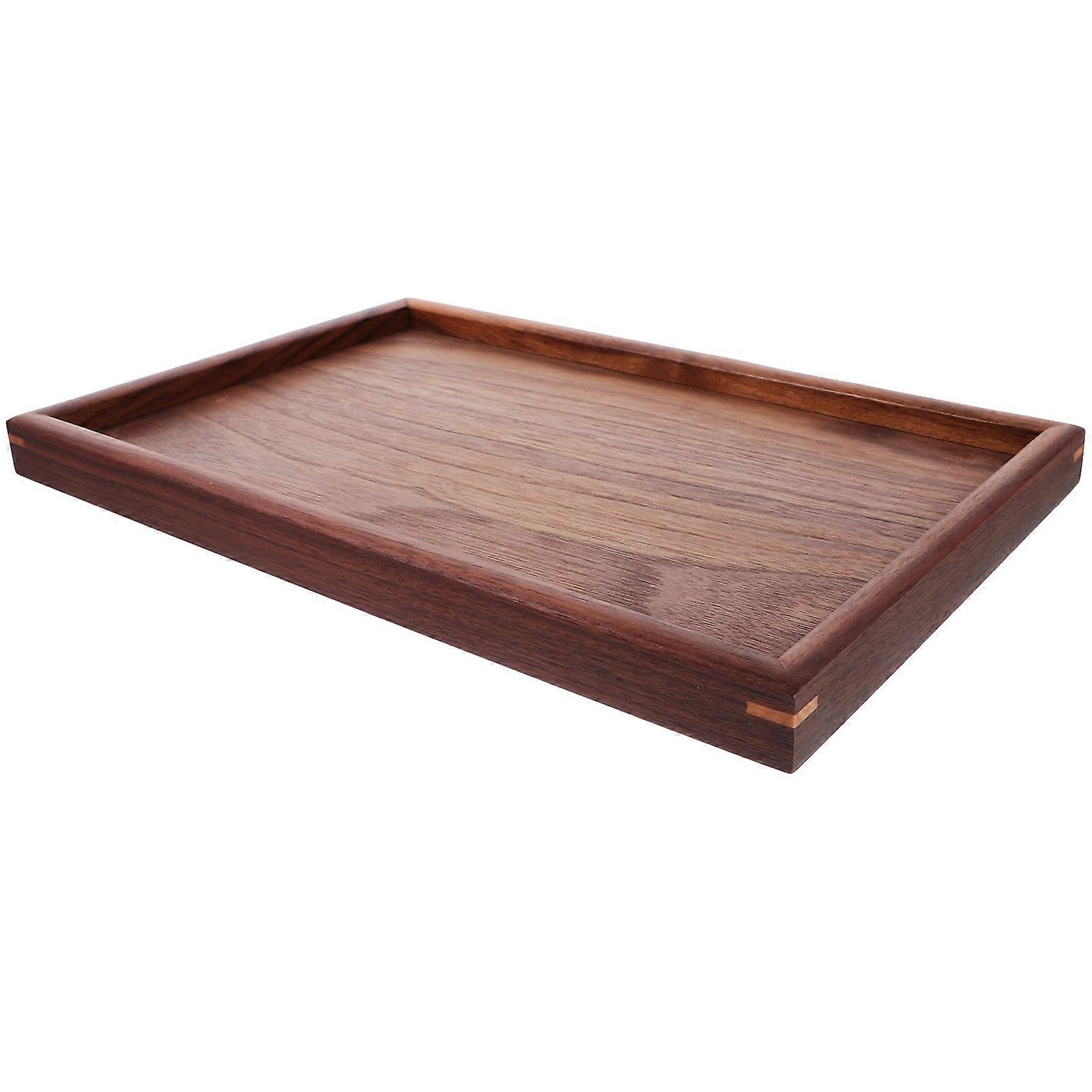 Bathroom Vanity Tray Wood Plate for Storage 5Pcs Rectangular Brown Holder