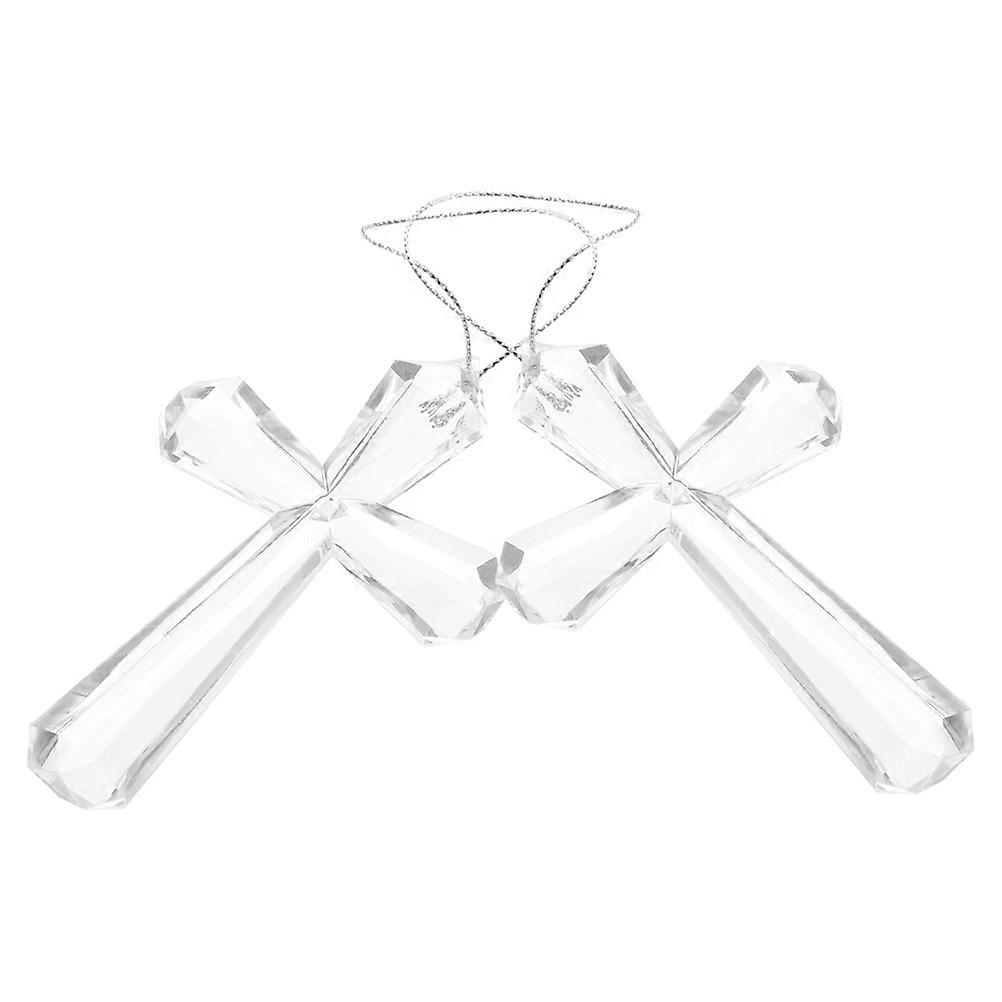 Clear Cross Ornament 2Pcs Hanging Decoration Suitable For Easter Parties Garden And Home With Beautiful Transparent Style