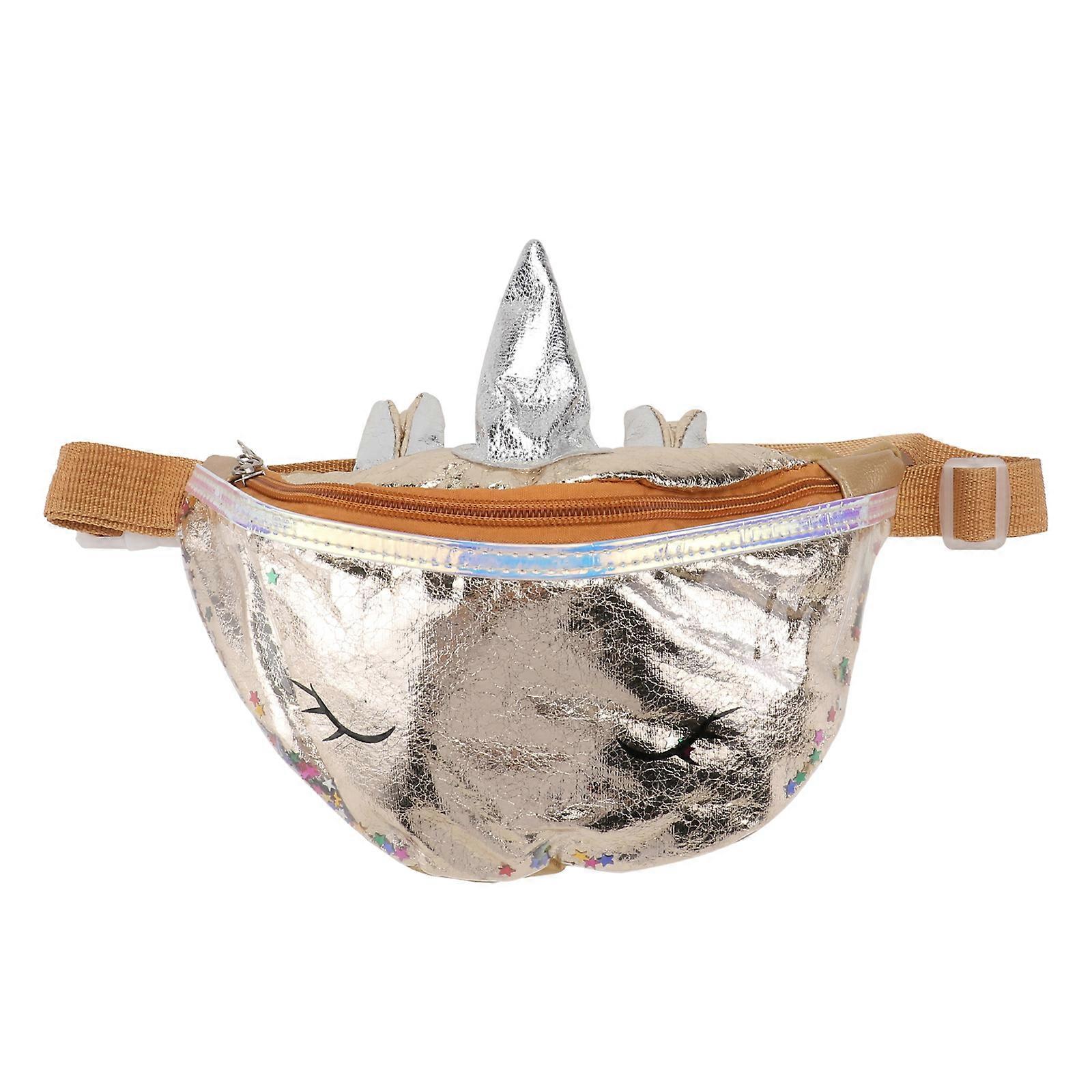 Outdoor Waist Bag Unicorn Sequins Chest Pack for Storage 2Pcs Golden