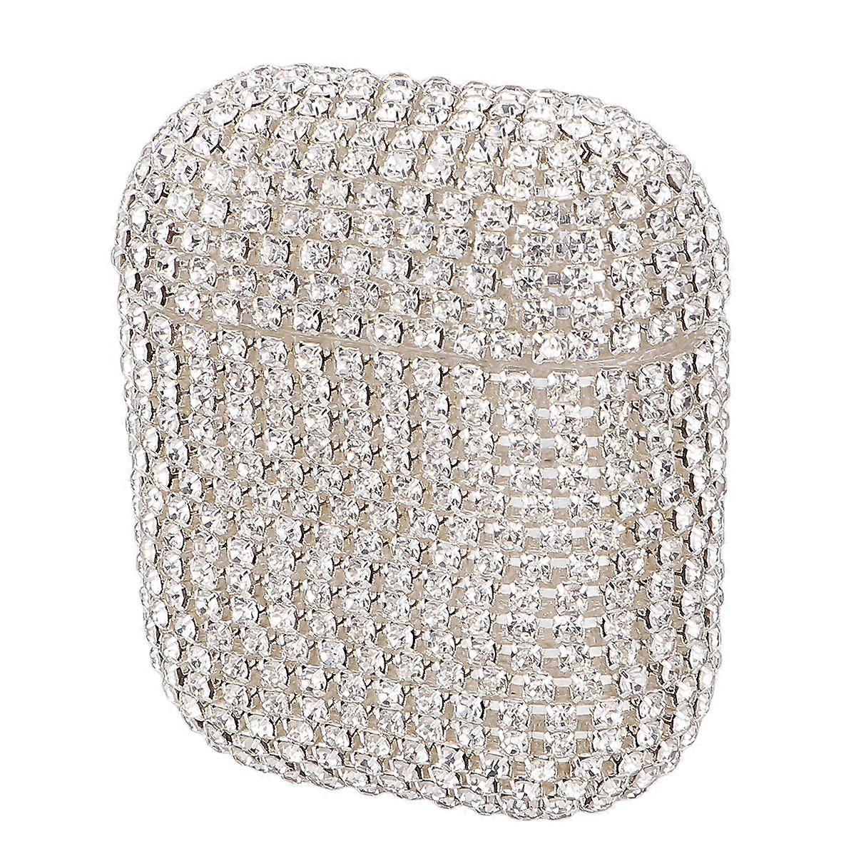 Shockproof Wireless Earphone Protective Case for 2Pcs Rhinestone White