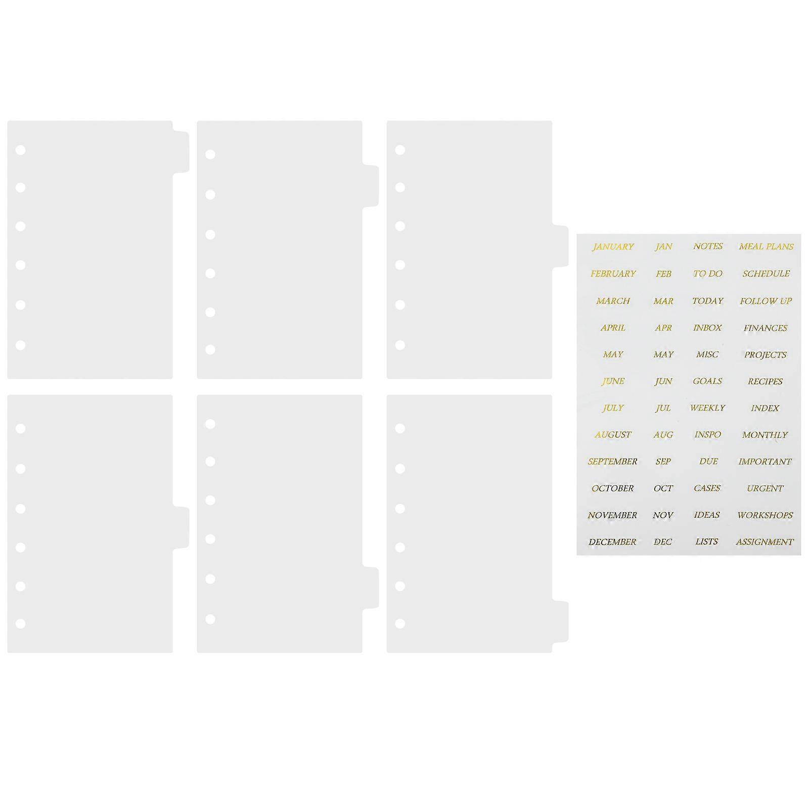 2Sets Binder Dividers Transparent for Notebook with Gold Stamping Stickers
