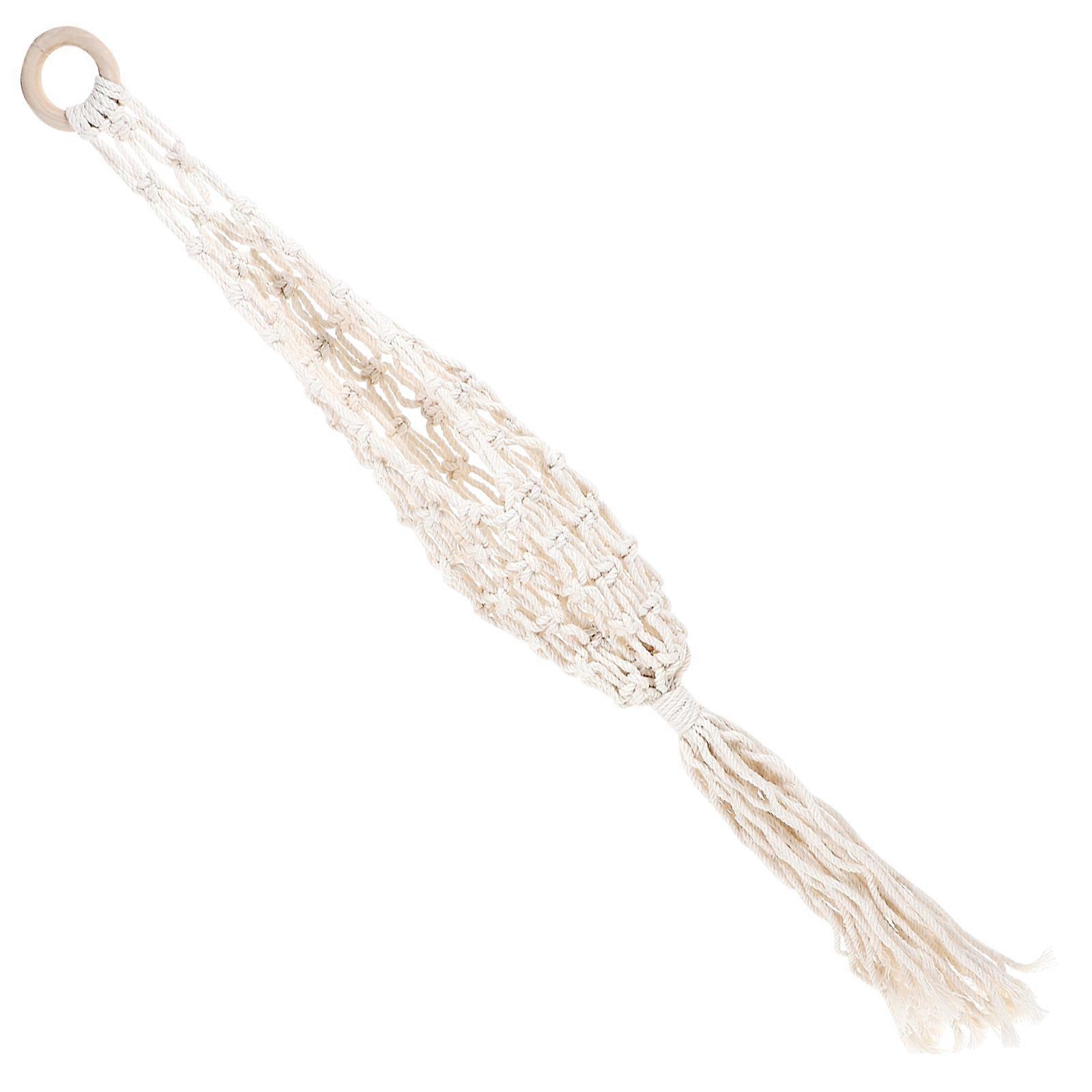 Multi-function Fruit Basket Macrame Vegetable Basket For Kitchen Use Beige Handmade Weaving 1Pack