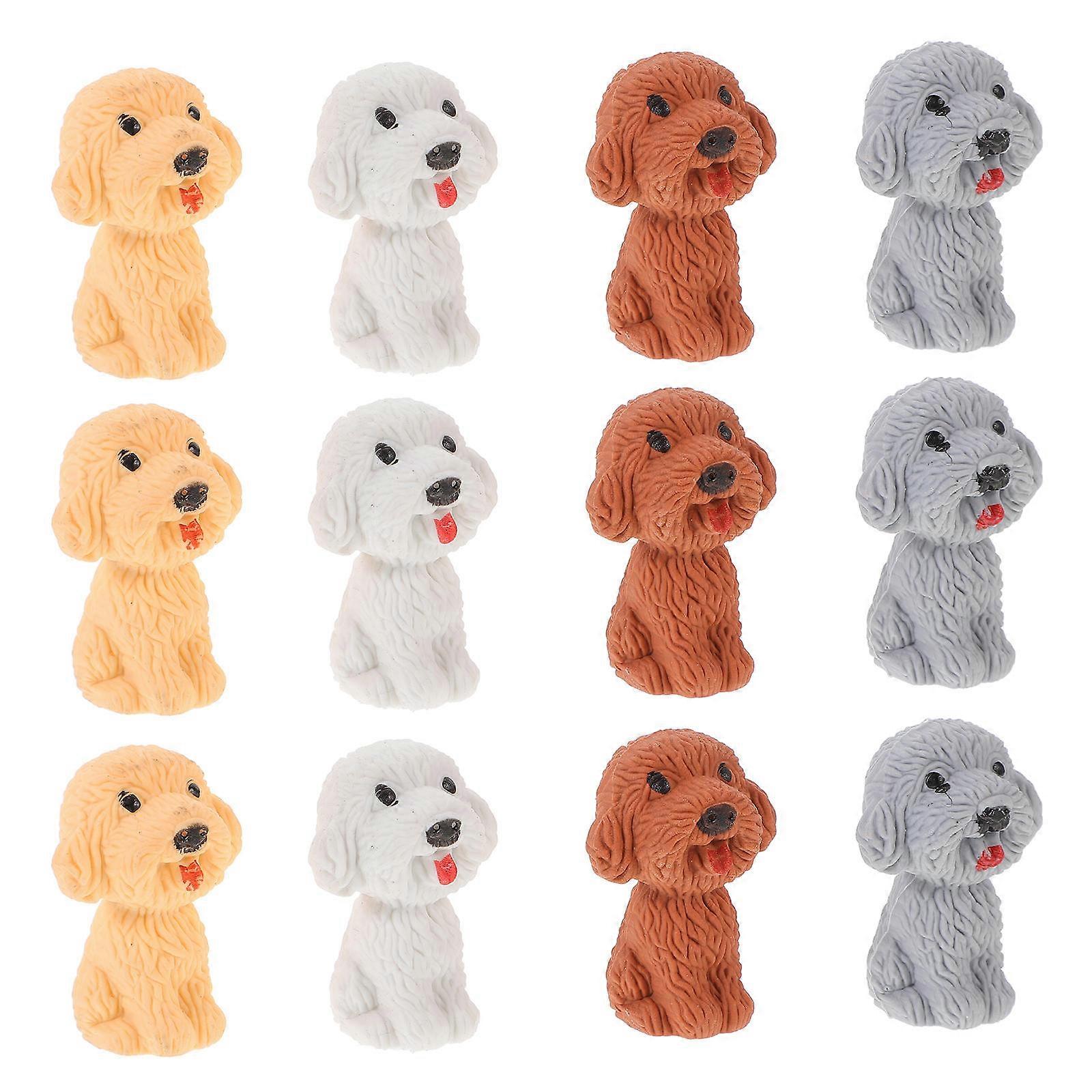 Erasers Dog Shape Stationery Supply Assorted Color Daily Usage Erasing 36Pcs
