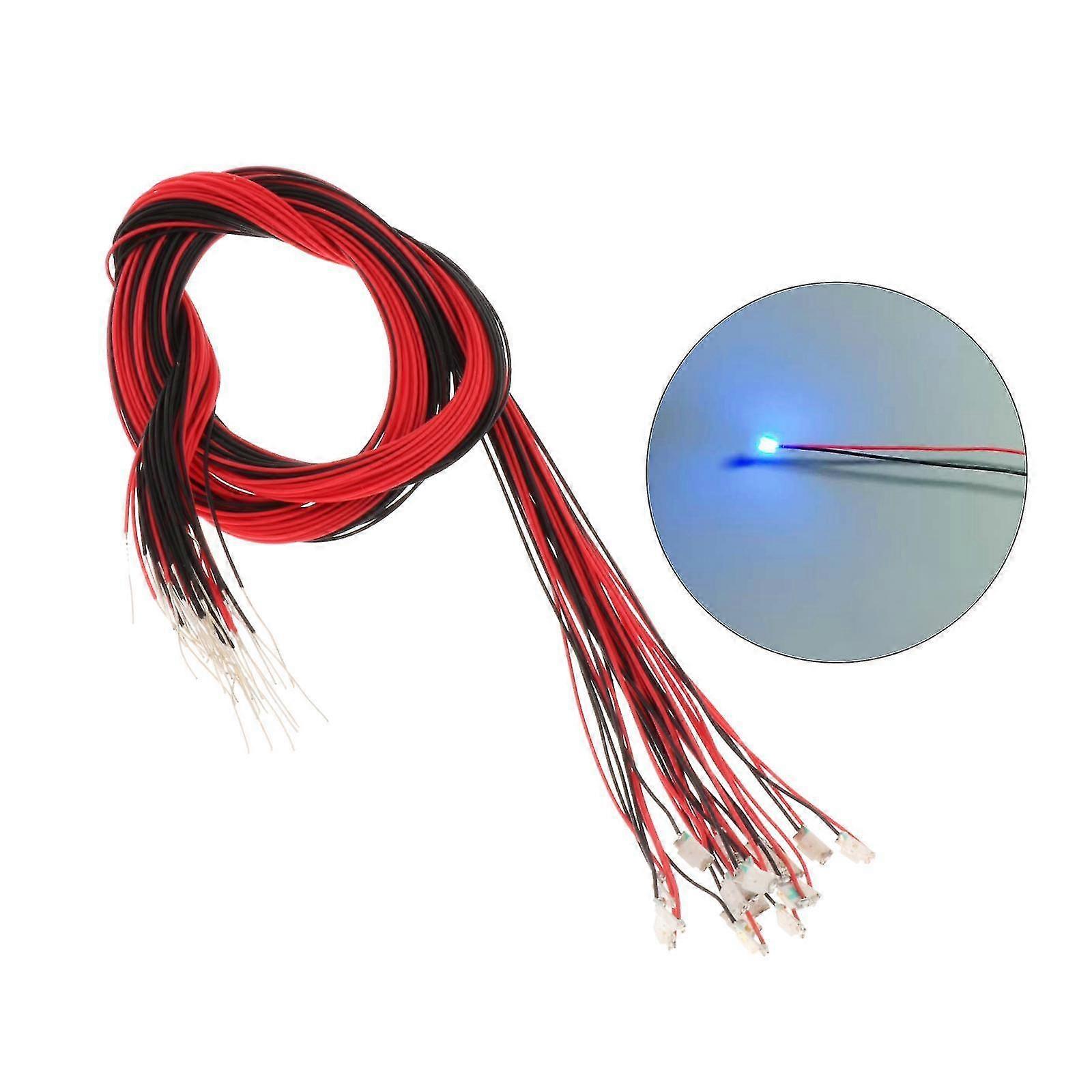 20x Model Train Pre-soldered Micro Litz Wired LED Leads Wires Blue Light 2025