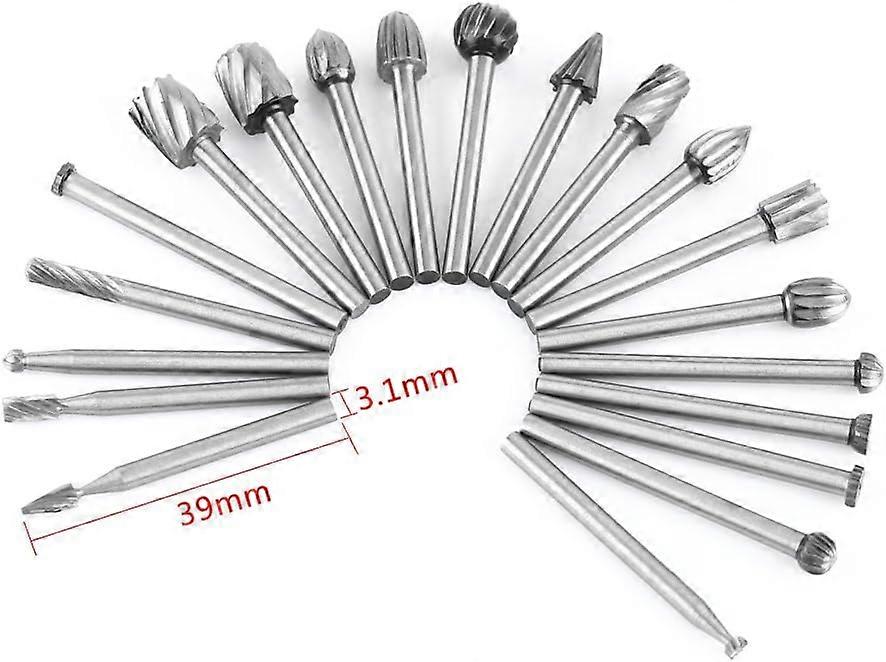 Tool Bits 20 Pcs 1/8Inch Shank Woodworking Carving Tool Set Carbide Burr Bits Speed Steel Burrs Files