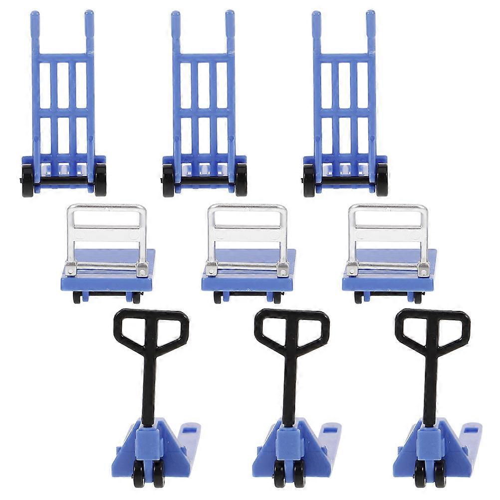 Miniature Hand Trolley Forklift Platform Cart Models For Children Learning Activities In Blue Color With Realistic Design 15 Sets