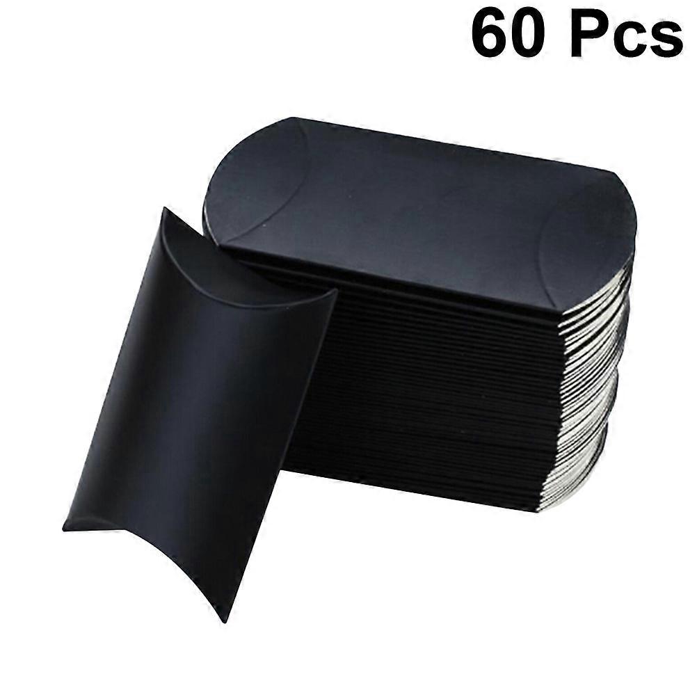 Gift Container Pillow Shape for Storage 120Pcs Black with Hemp Rope