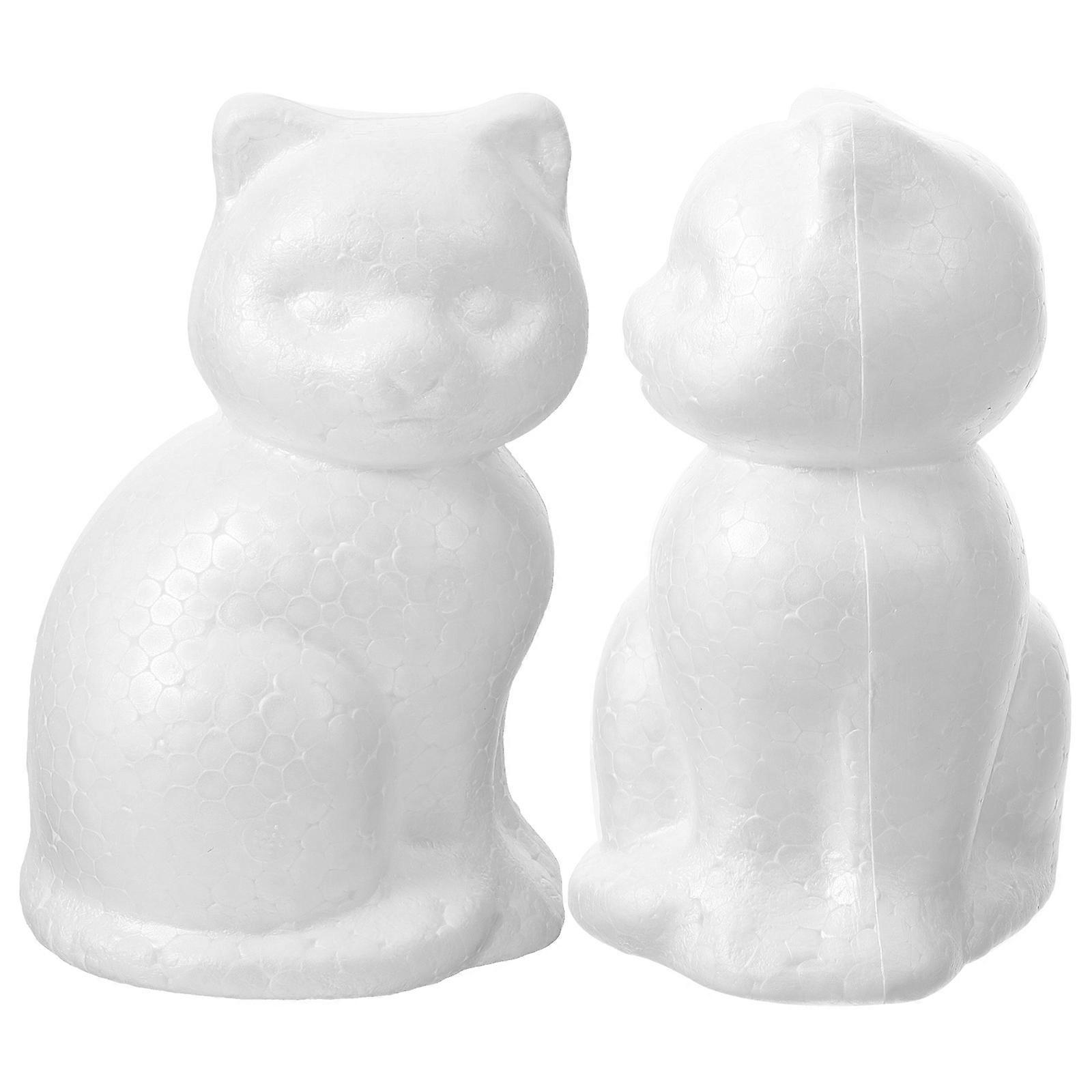 Cat Shape Foam Embryo 50 Pcs Unpainted Crafts Perfect For Festivals And Parties White Easy To Operate