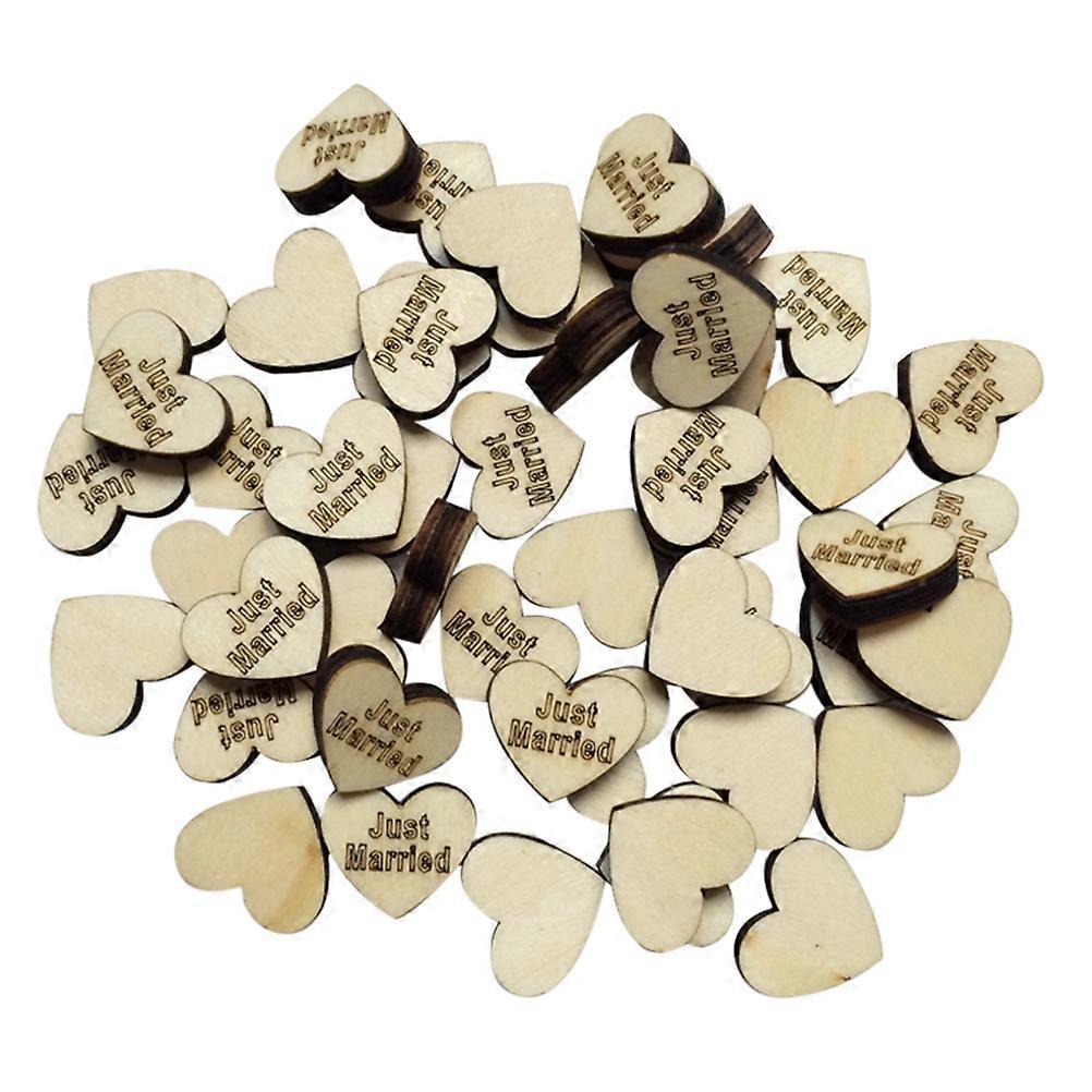 Log Slices Just Married Letters for Wedding Crafts 100Pcs Beige Wood Discs