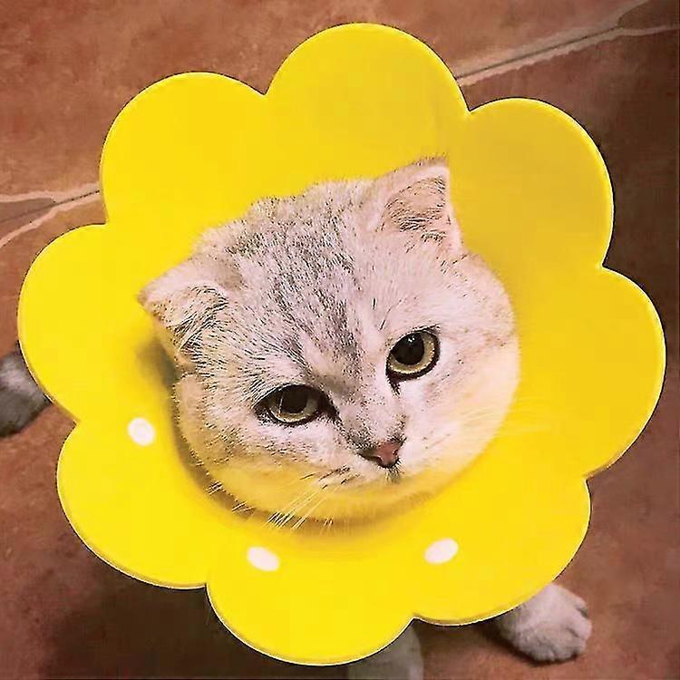 Pet Protective Recovery Collar Adjustable Sunflower Shape Cat Cone Collar, Cute Soft Cone After Surgery Neck Collar