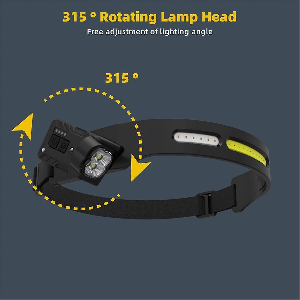 Headlamp Rechargeable Weatherproof Headband Work Light Headlight 4Led
