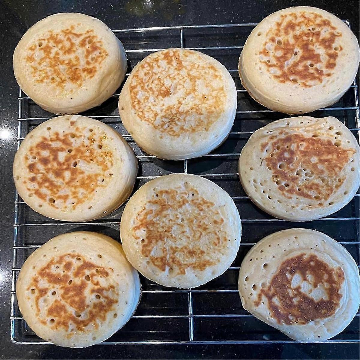 8パッククランペットリングノンスティックイングリッシュマフィンリング3.15インチ - ステンレス鋼ダブルロールタルトリン