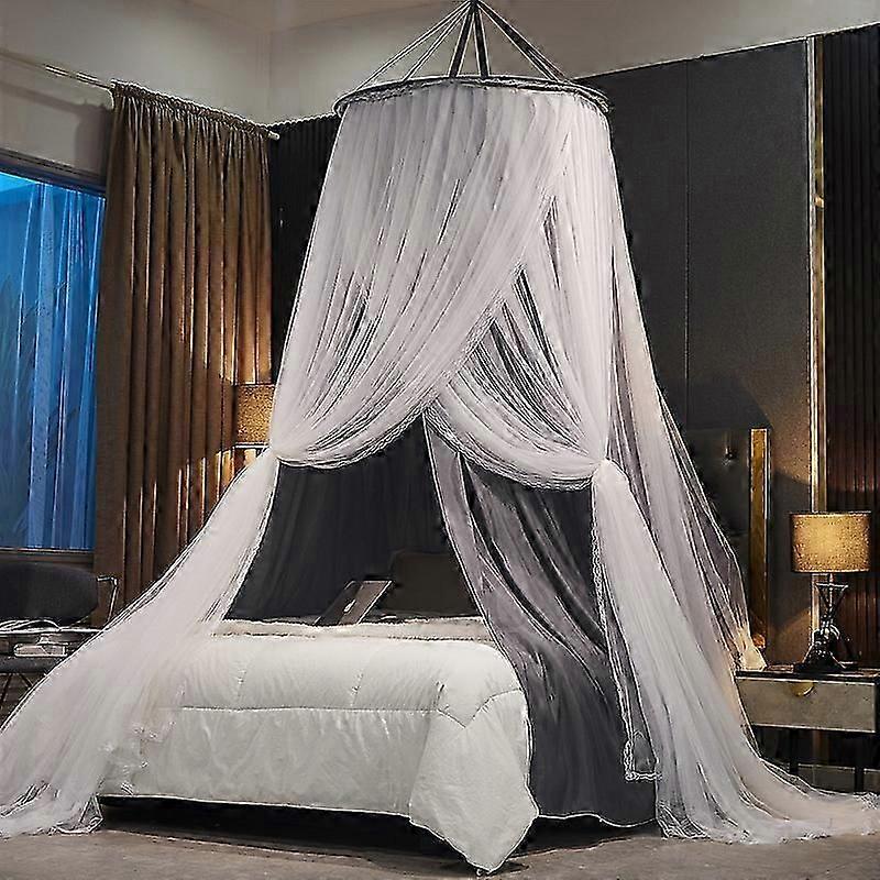 unbrand Lit de luxe Canopy Rideaux Filles Adultes Enfants Double Princess Lit Canopy Dôme Dentelle P