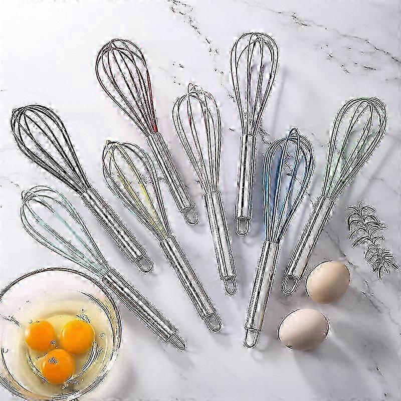 خلاط يدوي من الفولاذ المقاوم للصدأ - مضرب بيض يدوي للخبز والكيك والقشدة بمقبض سيليكون