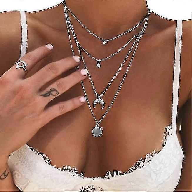 Sun and Moon Collier Superposé Pendentif Pour Femmes et Filles