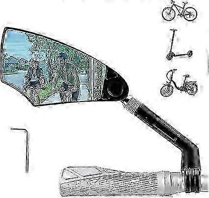 1 Piece Bicycle Left Rearview Mirror Foldable Bicycle Rearview Mirror 360 Rotation Adjustable Safety Bicycle Rearview Mirror for Handlebar 20-23mm Rea