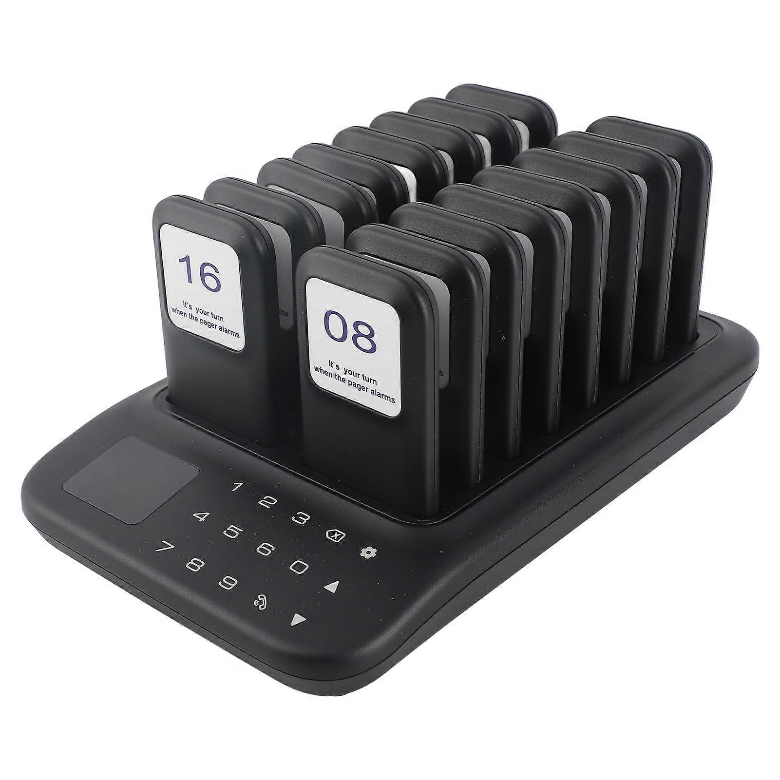 Restaurant Pager System 3 Reminder Modes 500 Meters Cordless Reception 16 Restaurant Buzzers EU Plug 