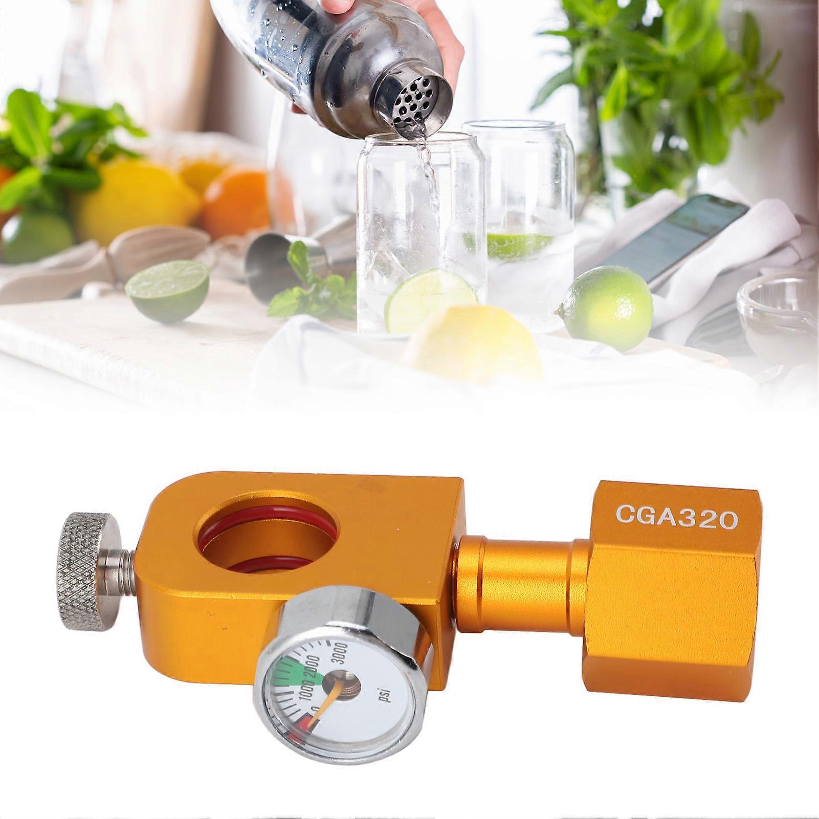 CGA320 CO2 Refilling Adapter with Pressure Gauge Soda Refill Quick Adapter for DUO Carbonator Soda Maker Valve Refill Accessory 