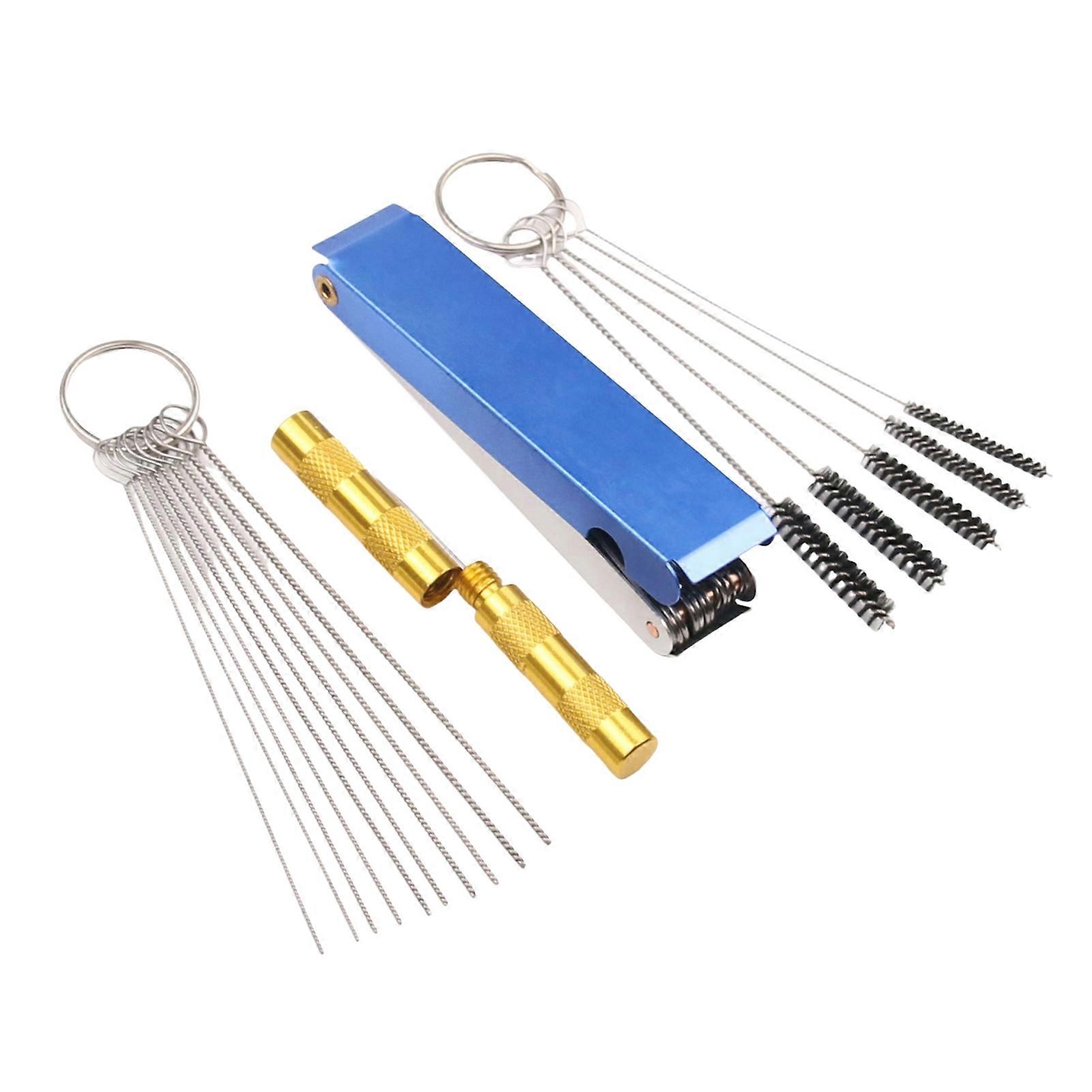 Universal Carburetor Cleaning Kit Multi Size Needles Brushes Engine Maintenance Tool Set