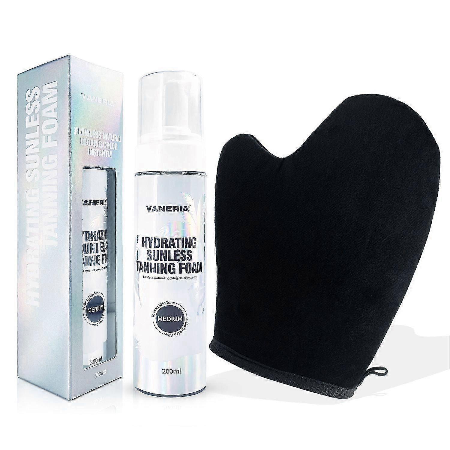 Self-Tanning Foam with Glove - Fast-Acting Natural Tan for Face and Body with Hydrating Formula