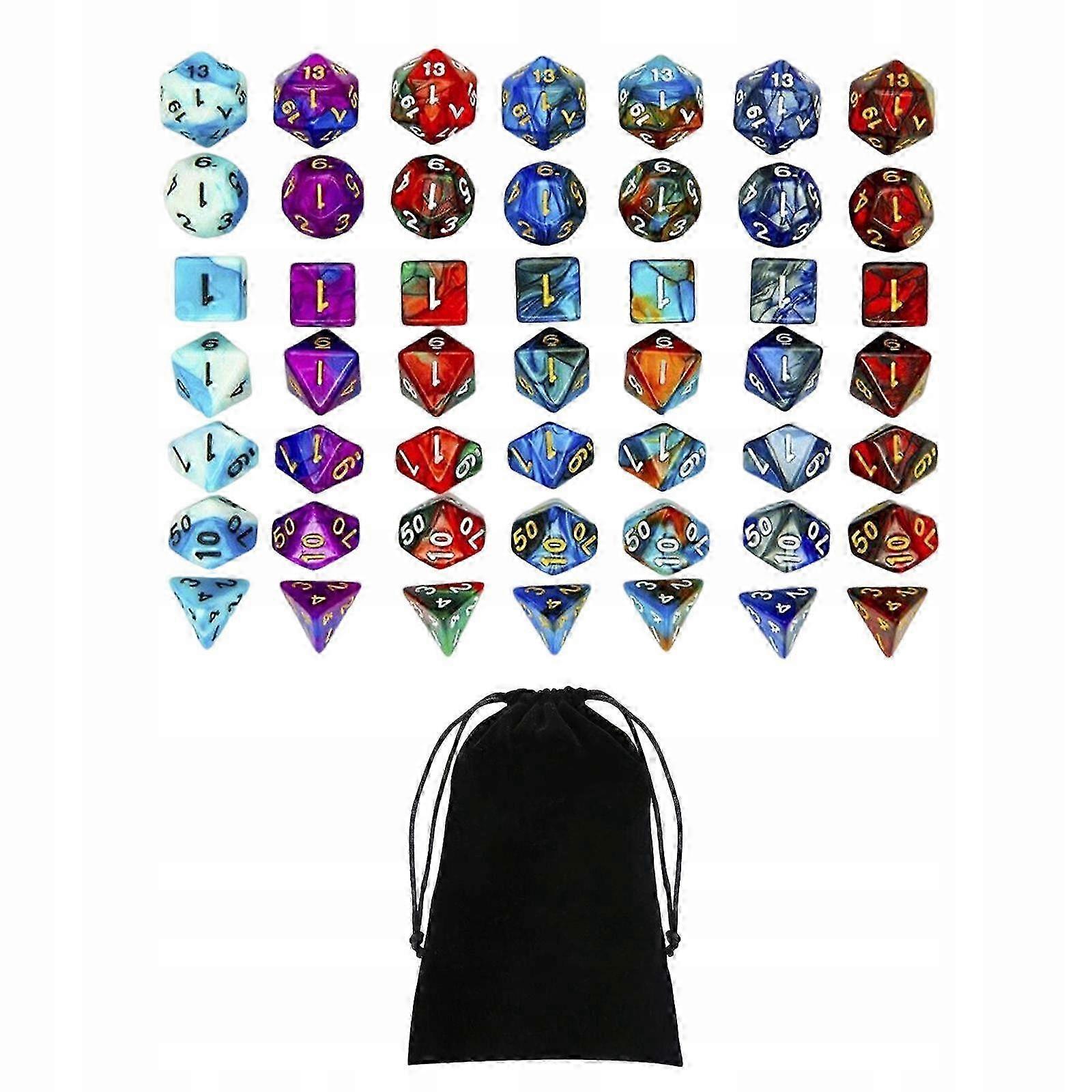 49 Polyhedral Dices Set Toys With Pouch For Dnd Board Game Math Teaching