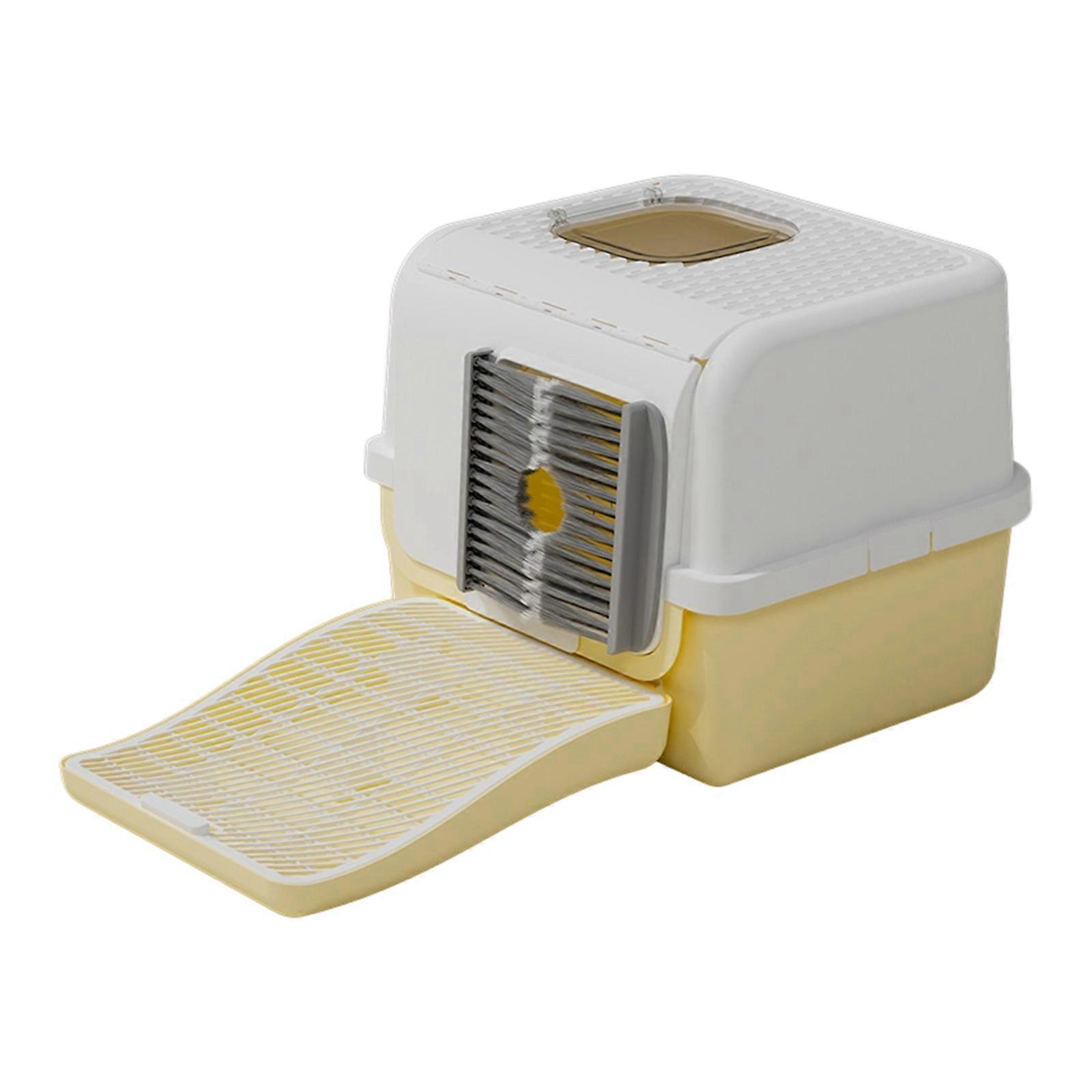 Multi Purpose, Efficient and Comfortable Cats Box, Cats Litter Box With Floating Fleece Removal, Proof Fully Enclosed Oversized Cats Toilet  Yellow
