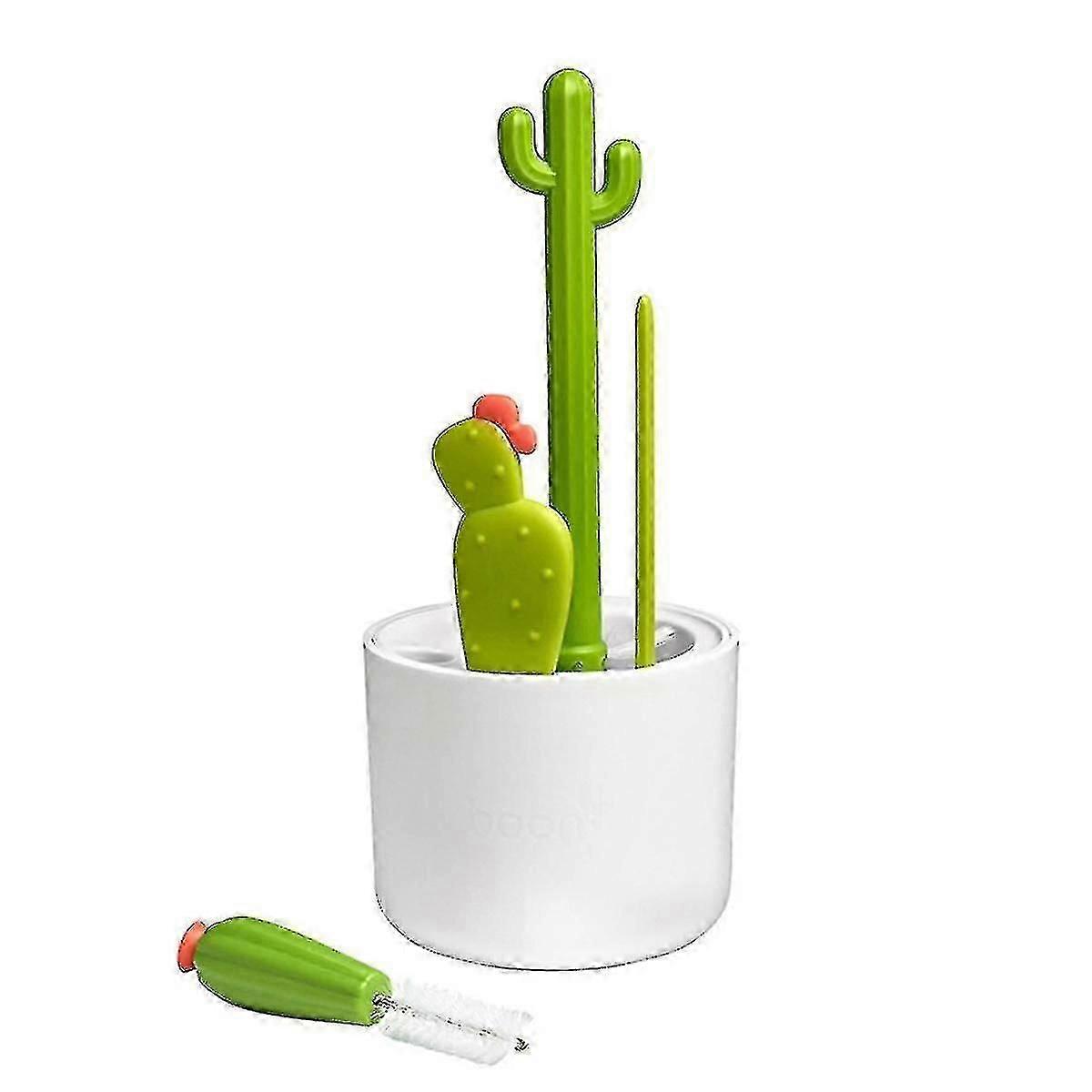 Multipurpose Cleaning Brush Set for Bottles, Straws with 360-Degree Flexible Bristles, Cactus Shape Design