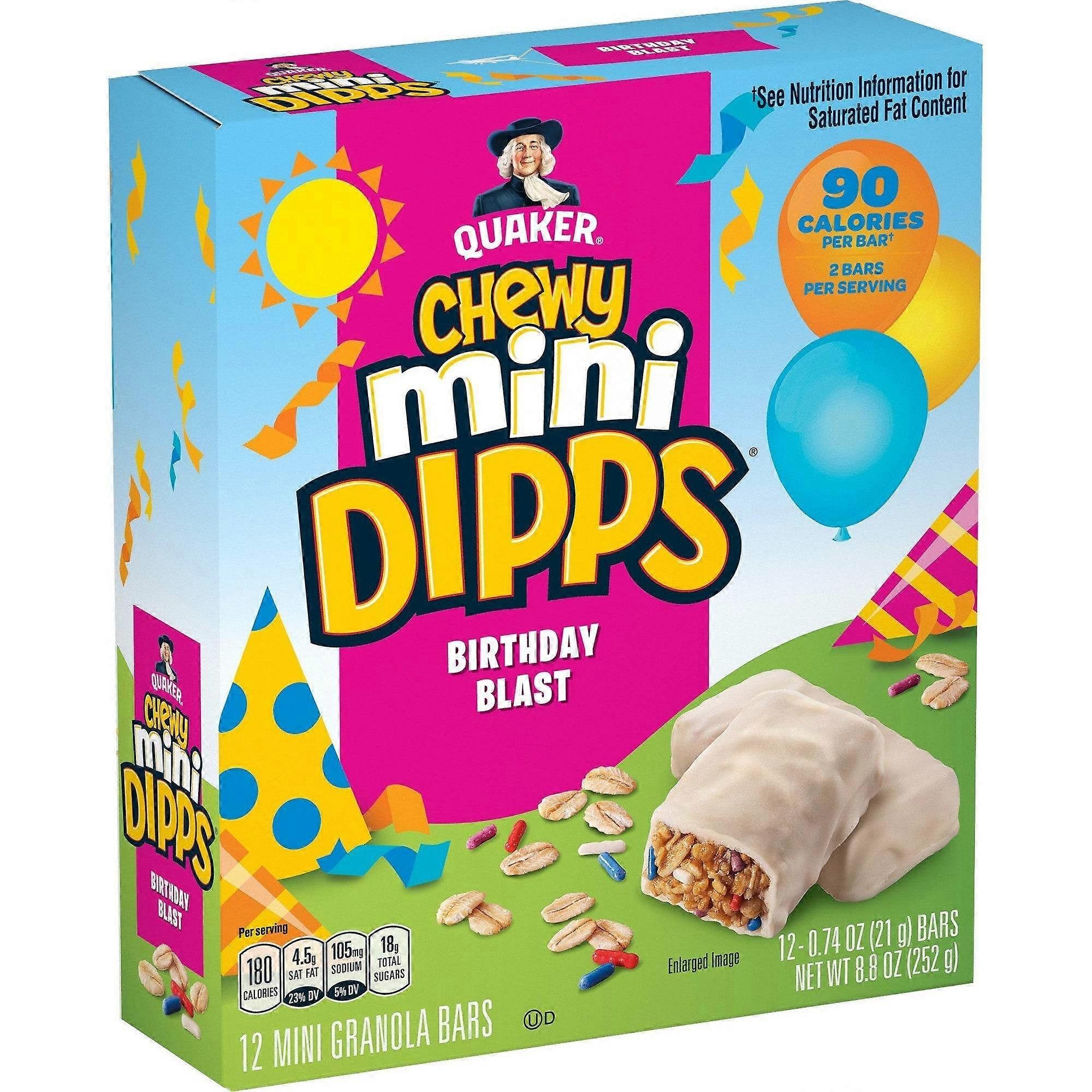 Quaker Chewy Mini Dipps Bar Pack, Birthday Bash, 12 Ea