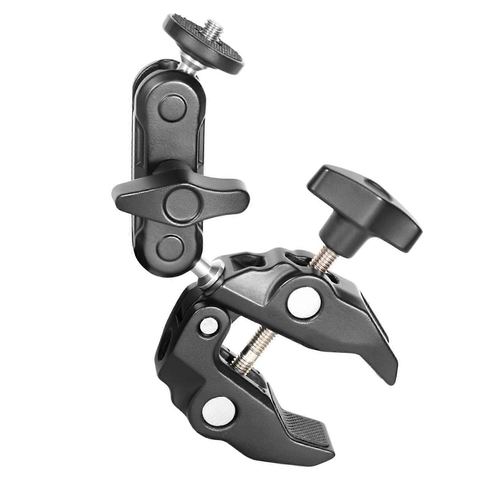 Adjustable Aluminum Alloy Camera Clamp With Two Ball Head For DSLR LED Lights Mounting On Stabilizers Gimbals Up To 1.5kg Capacity Multicolor