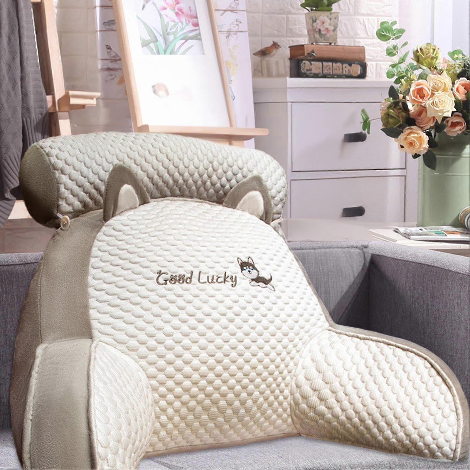 Reading Pillow with Back and Waist Support, Large Ice Silk Bed Cushion for Reading or TV