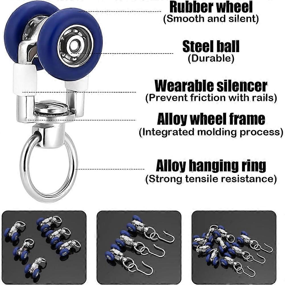 30 Pack Ceiling Curtain Rollers with Mute Wheel Curtain Rail Pulleys Runners Sliding Track Gliders Ceiling Mounted Rail