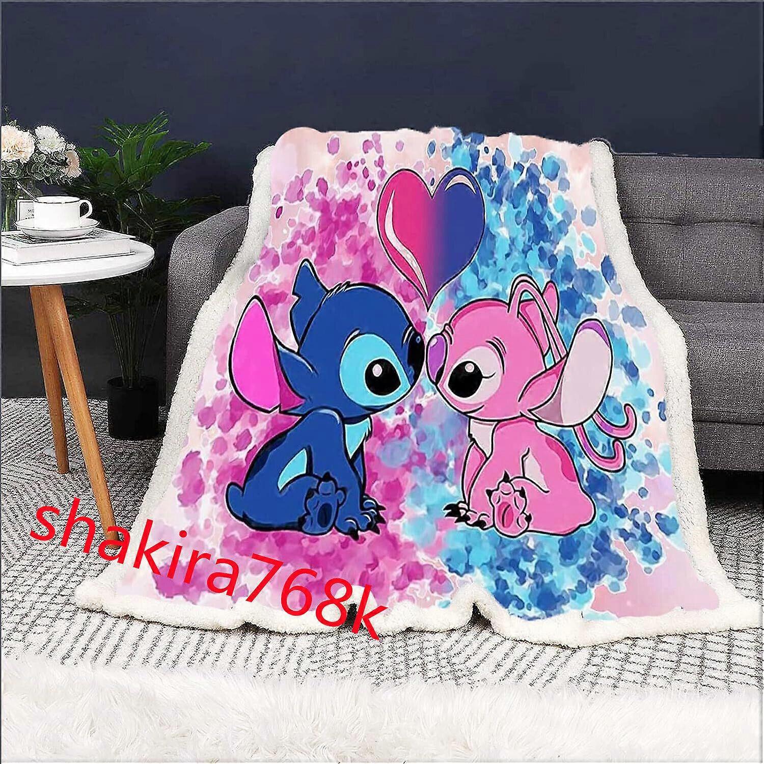 3D Lilo and Stitch Cartoon Sofa Blanket Flannel Ultra Soft Throw Xmas Gift UK