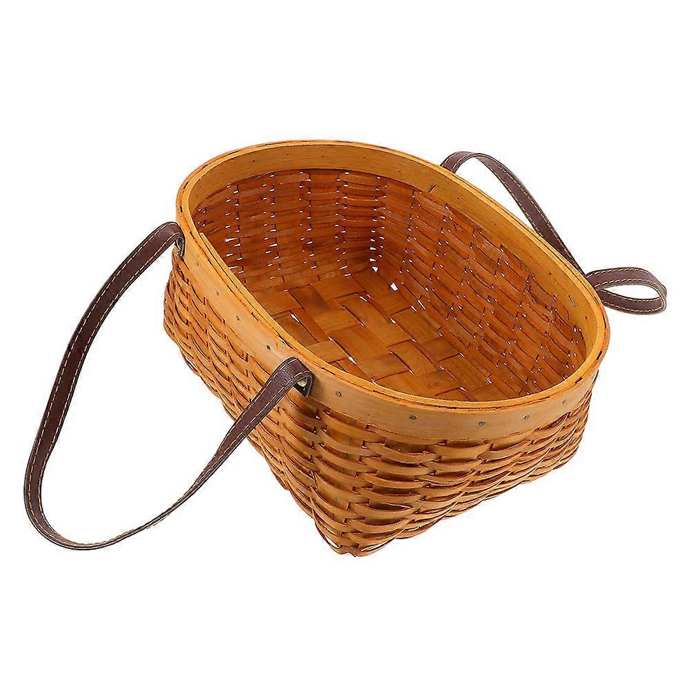 Brown Rustic Handled Picnic Basket for Food Carrying