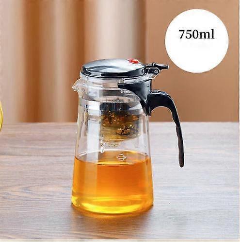One-Click Glass Teapot with Removable Infuser Strainer,750ml A