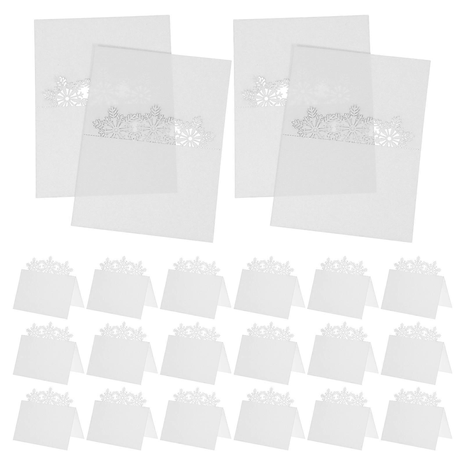 White Paper Snowflake Place Cards for Holiday Table Setting 50Pcs Pack