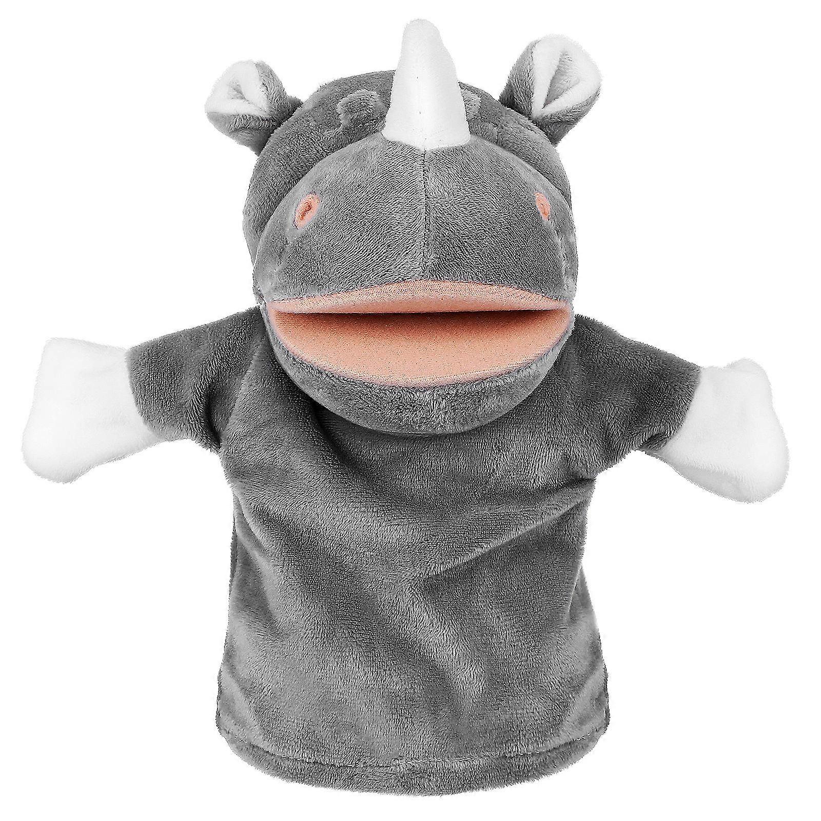 Story Telling Puppet Rhino Shape for Home Play Multi Plush Material Role-Playing 1Pack