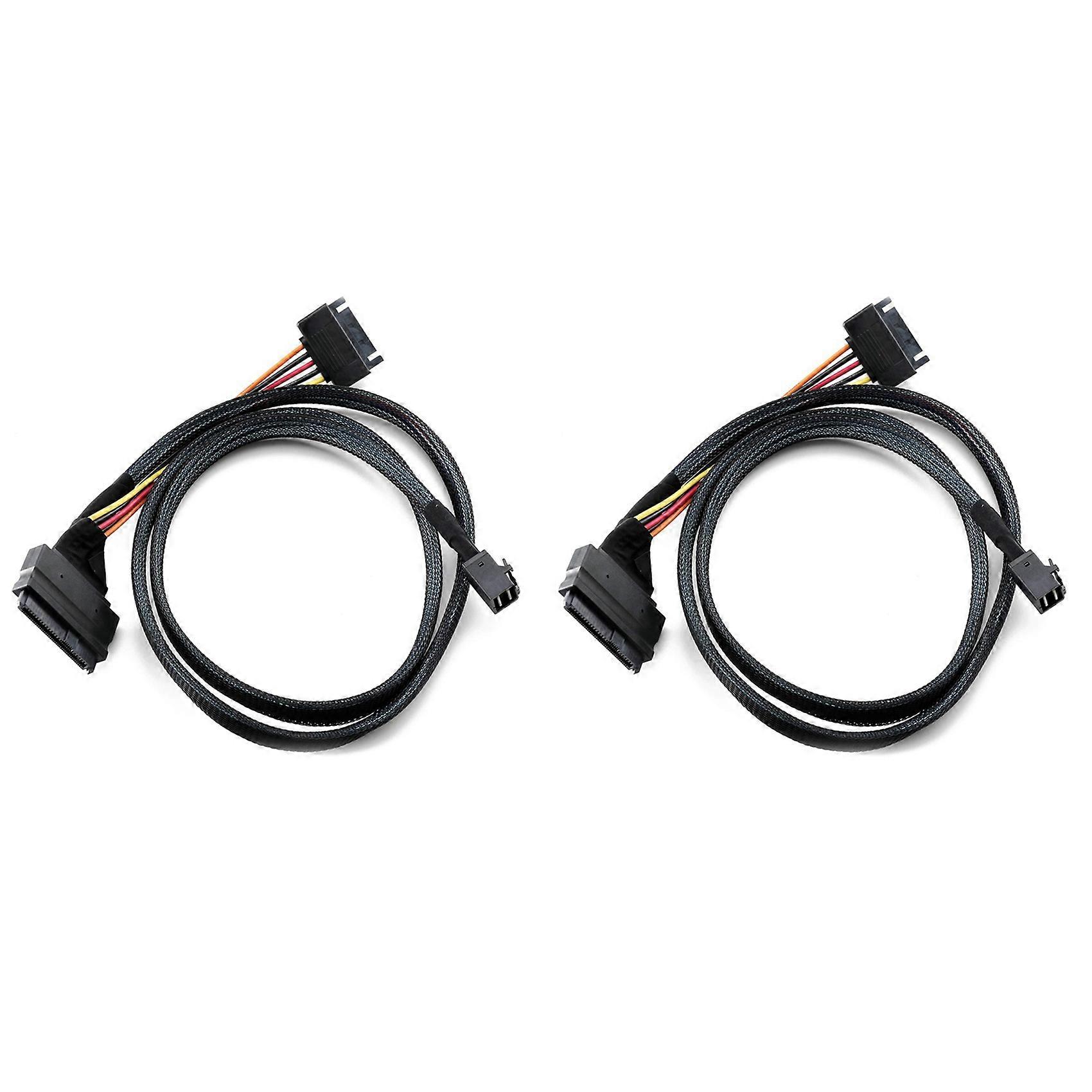 2X Built-in 12G Mini SAS HD to U.2 / SFF-8643 to SFF-8639 Cable 0.5M with 15-Pin SATA Power Supply, Suitable for U.2 SSD
