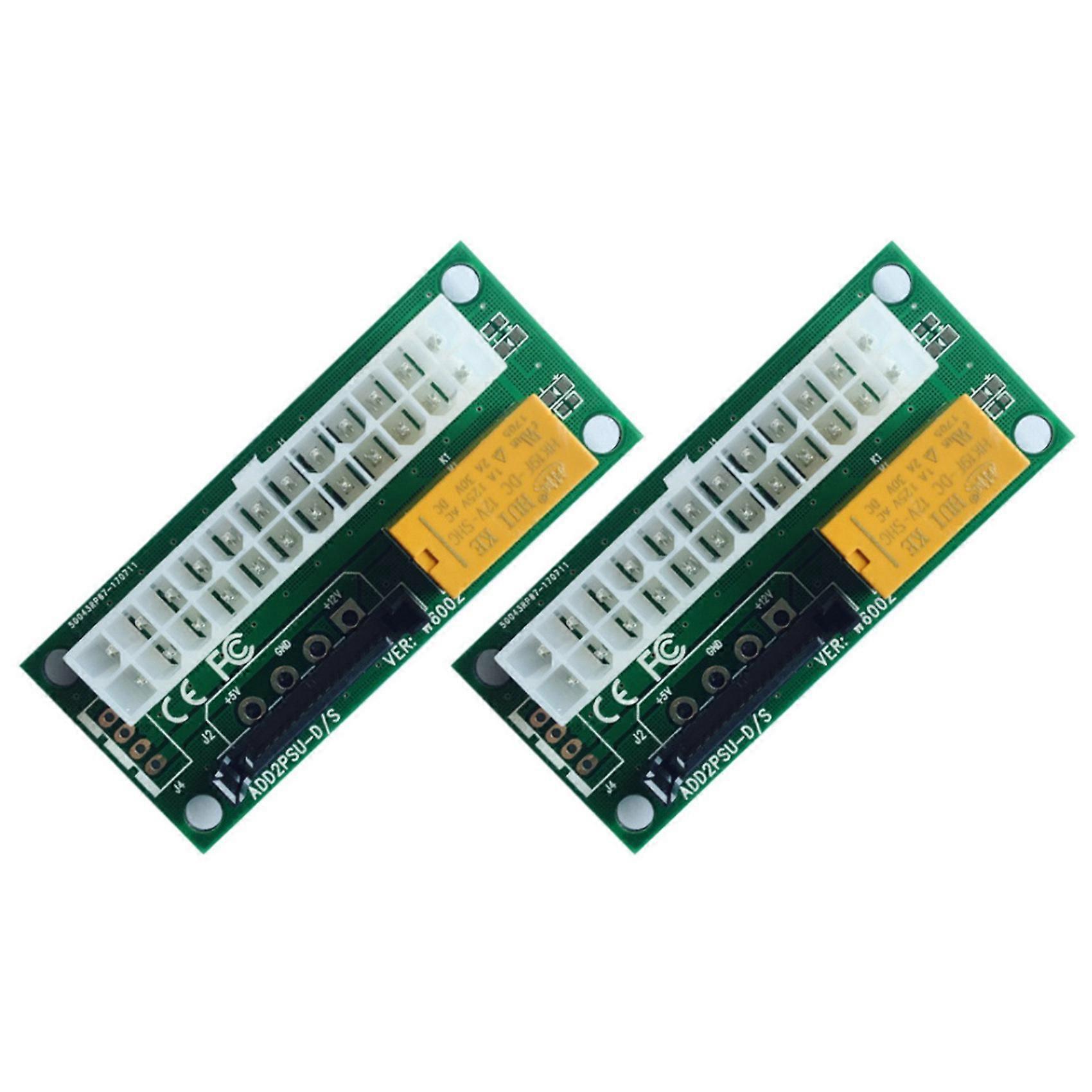 2PCS Dual PSU Adapter ATX 24Pin to SATA Power Sync Starter Card ADD2PSU Riser Extender Adapter for BTC Miner Mining
