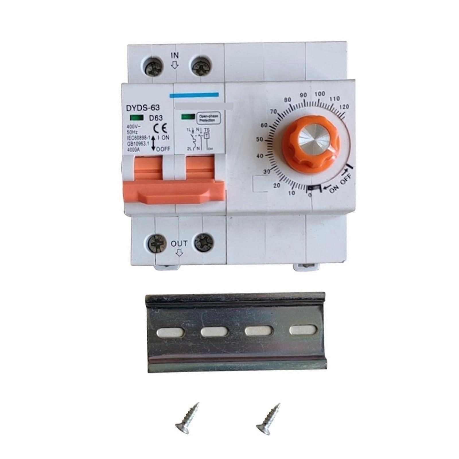 63A Heavy Duty Electric Timer Switch 240V 2P with Circuit Breaker, Adjustable 1min2hr Control